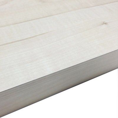 38mm Maple Crème White Wood Effect Laminate Square Edge Kitchen Worktop, (L)3000mm | Compare The Build