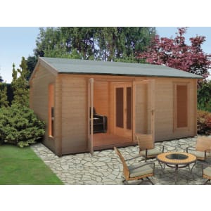 Shire Firestone 14 x 16ft 3 Room Double Door Log Cabin with Assembly Price Comparisons | Compare The Build