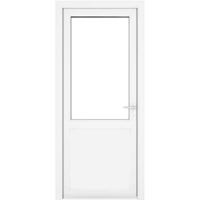 Crystal uPVC Single Door Half Glass Half Panel Left Hand Open In 840mm x 2090mm Clear Double Glazed White (each) Price Comparisons | Compare The Build