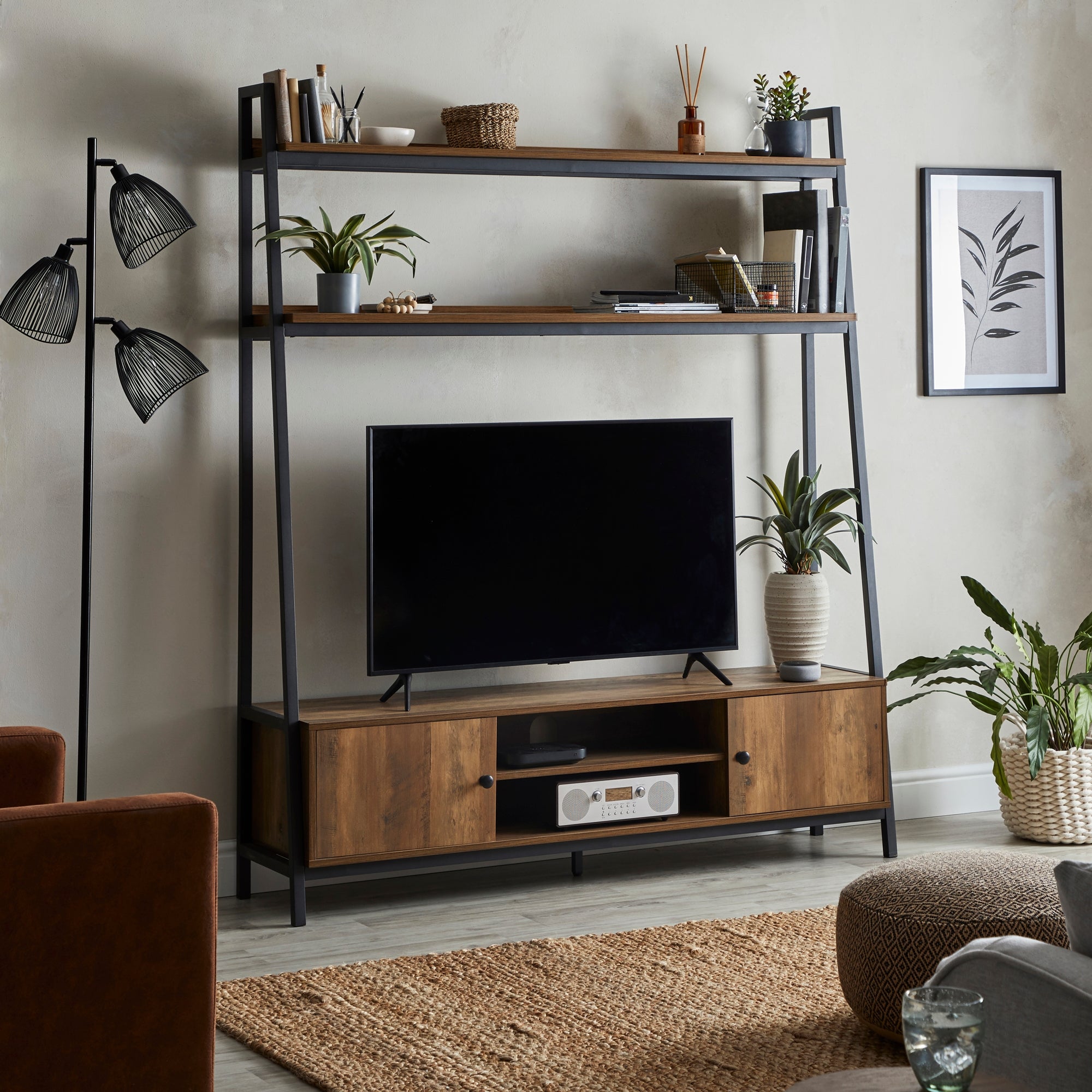 Fulton Ladder Shelf TV Stand Brown Price Comparisons | Compare The Build