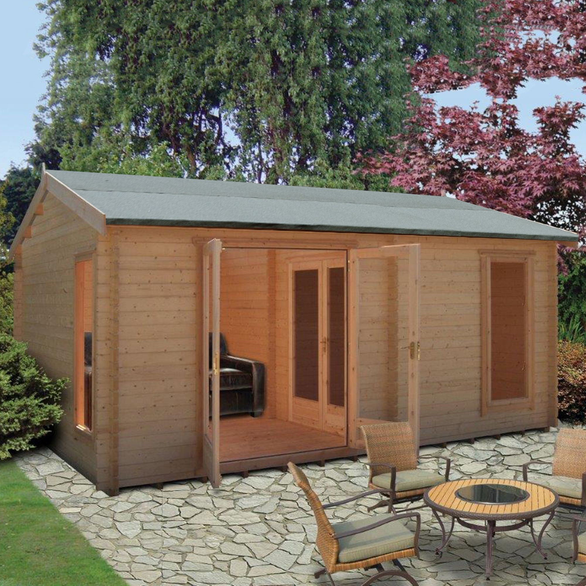 Shire Firestone 13X17 Toughened Glass Apex Tongue & Groove Wooden Cabin | Compare The Build