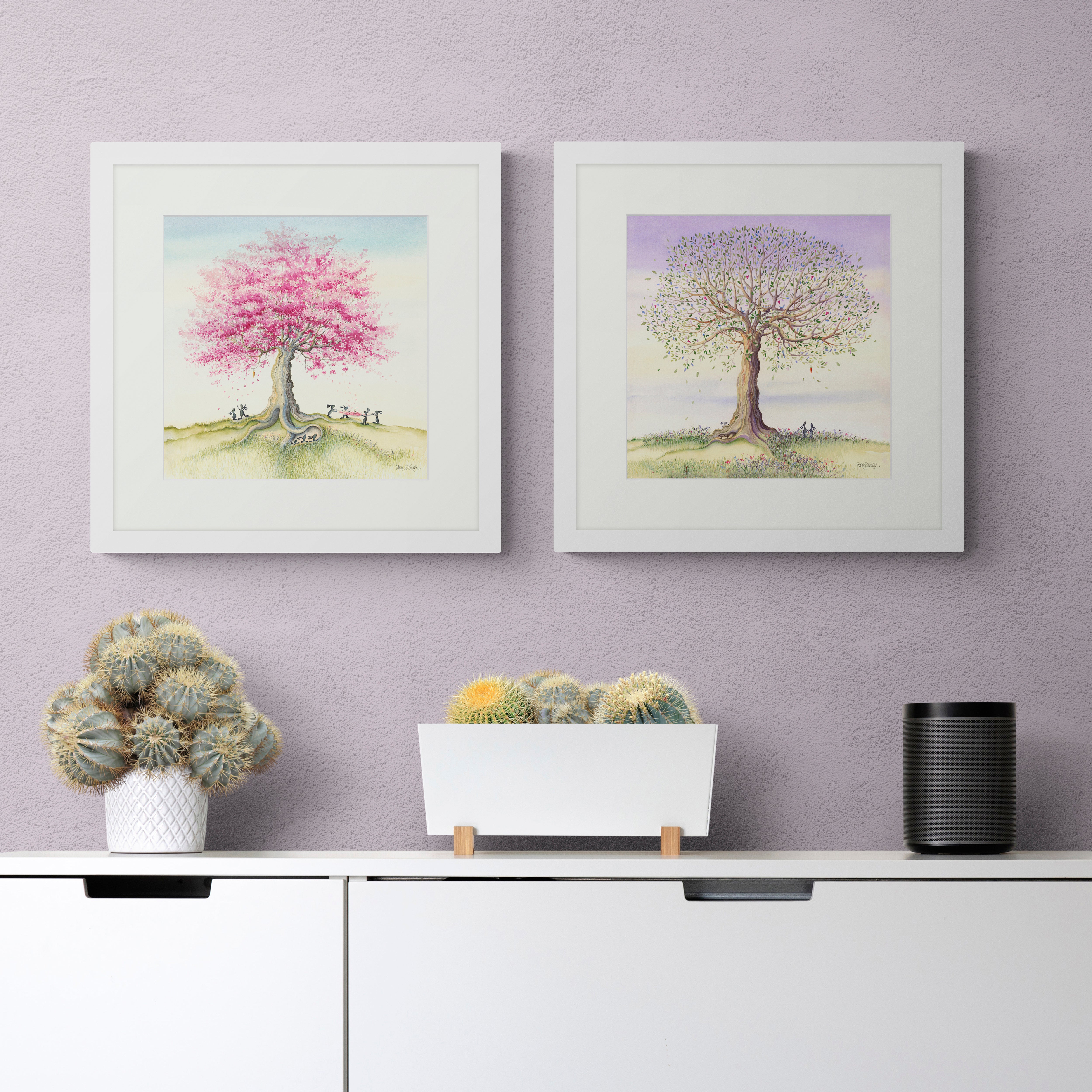 Set of 2 Framed Prints - Catching the blossom / Waiting to Fall White Price Comparisons | Compare The Build