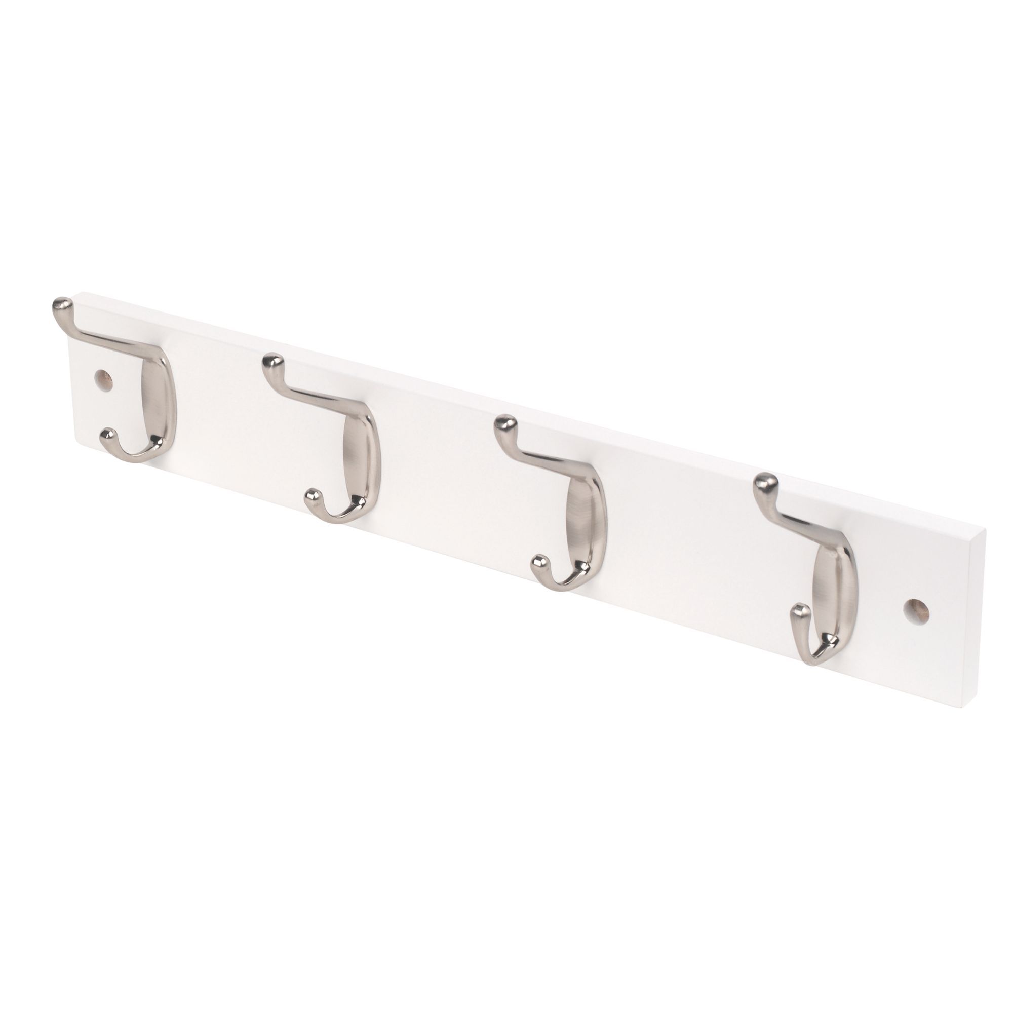 White Nickel Effect Wood Hook Rail, (L)400mm (H)95mm Price Comparisons | Compare The Build