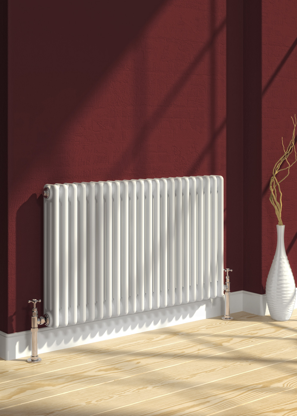 Reina Colona 3 Column Horizontal Radiator, White, 600mm x 785mm Price Comparisons | Compare The Build