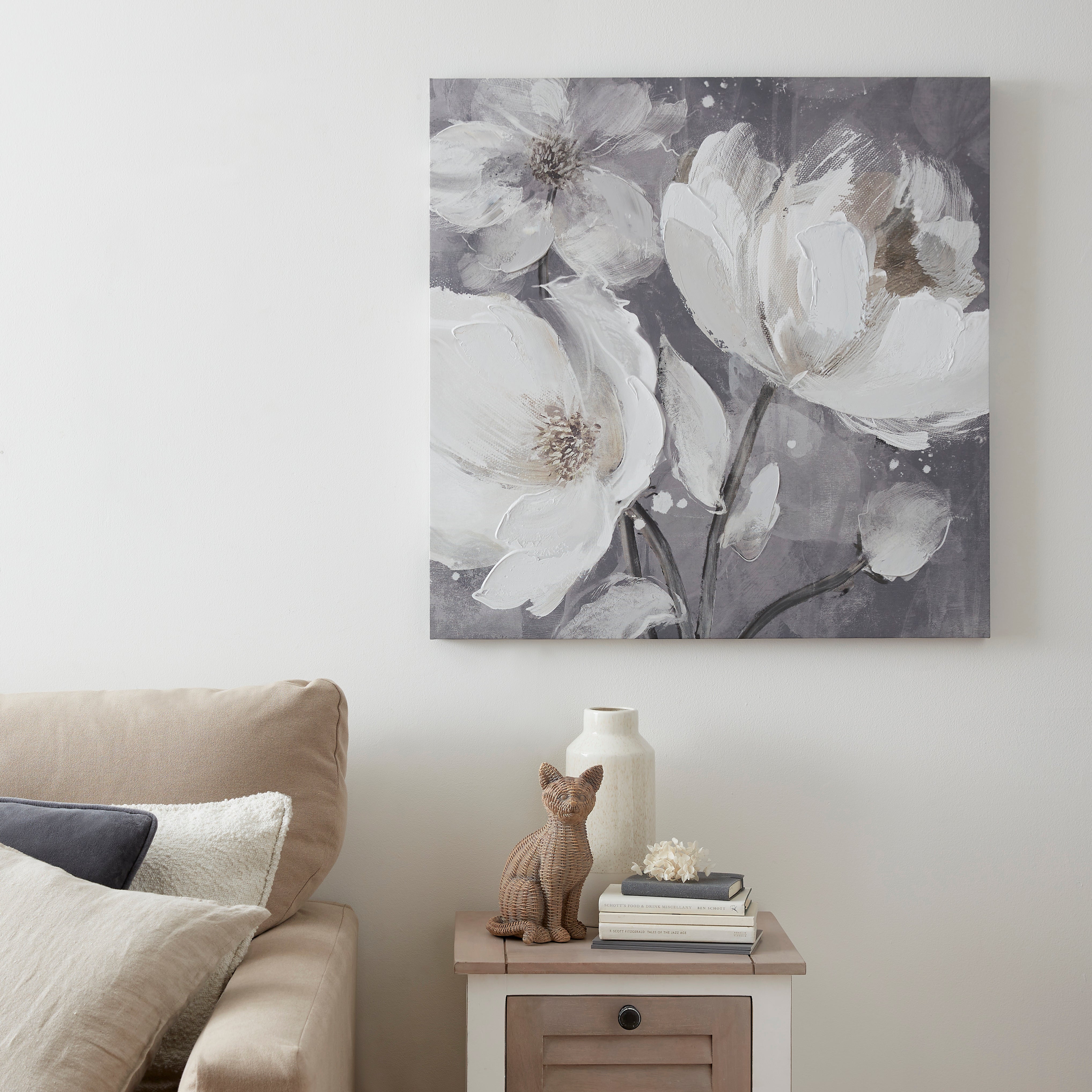 Grey Floral Canvas Grey/White Price Comparisons | Compare The Build