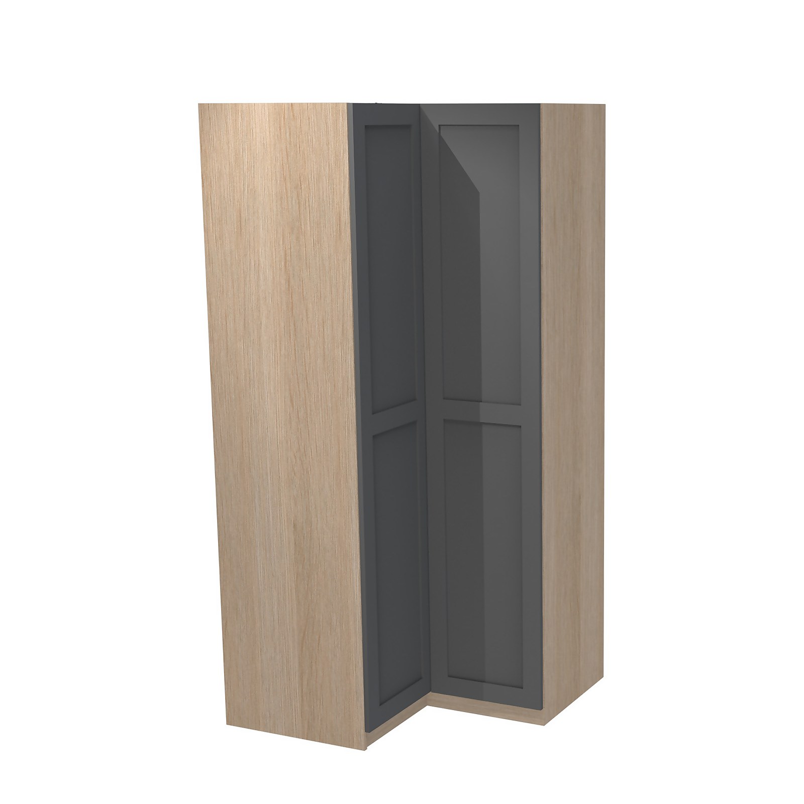 House Beautiful Realm Corner Wardrobe, Oak Effect Carcass  - Carbon Grey Shaker Doors (W) 1053mm x (H) 2196mm Price Comparisons | Compare The Build
