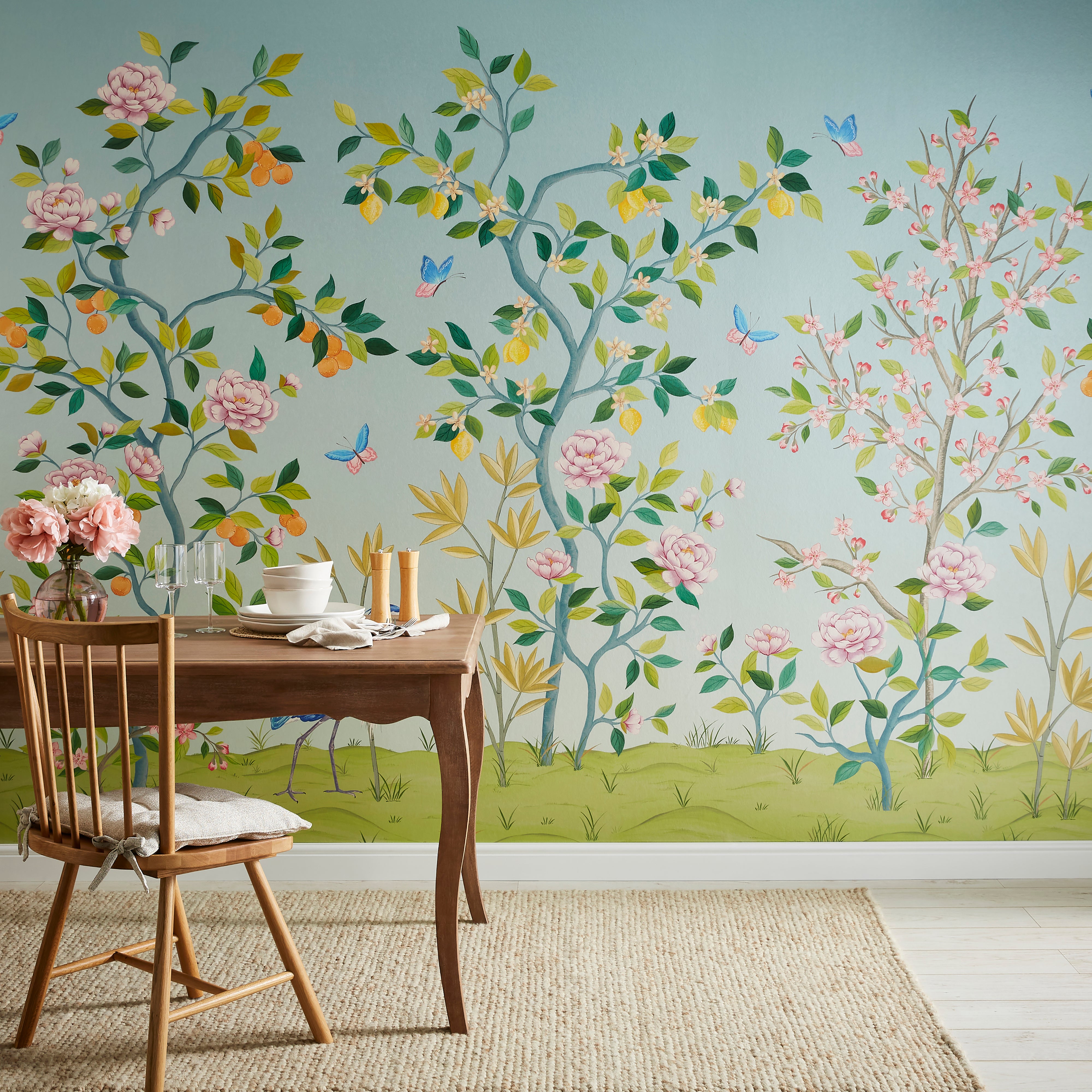 Cranberry and Laine Chinoiserie Floral Mural Blue Price Comparisons | Compare The Build