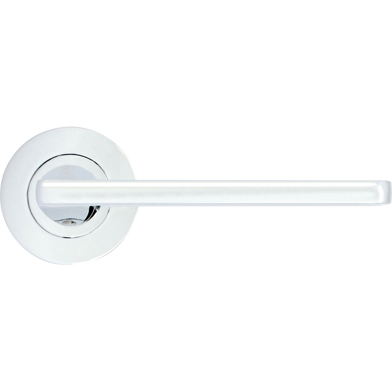 Stanza Leon on Rose Door Handles Polished (Pair) in Chrome Aluminium Price Comparisons | Compare The Build