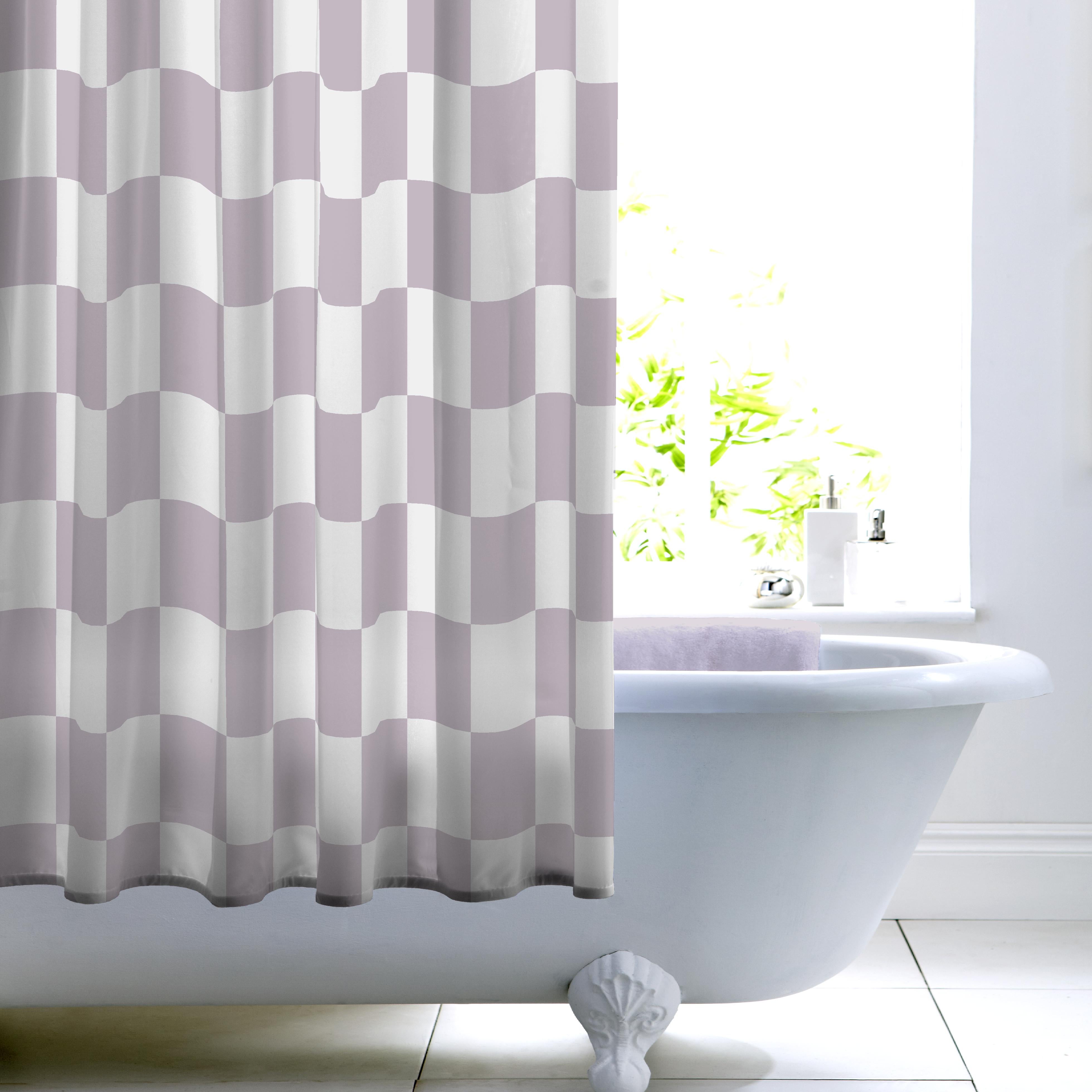 Checkerboard Shower Curtain Purple/White | Compare The Build