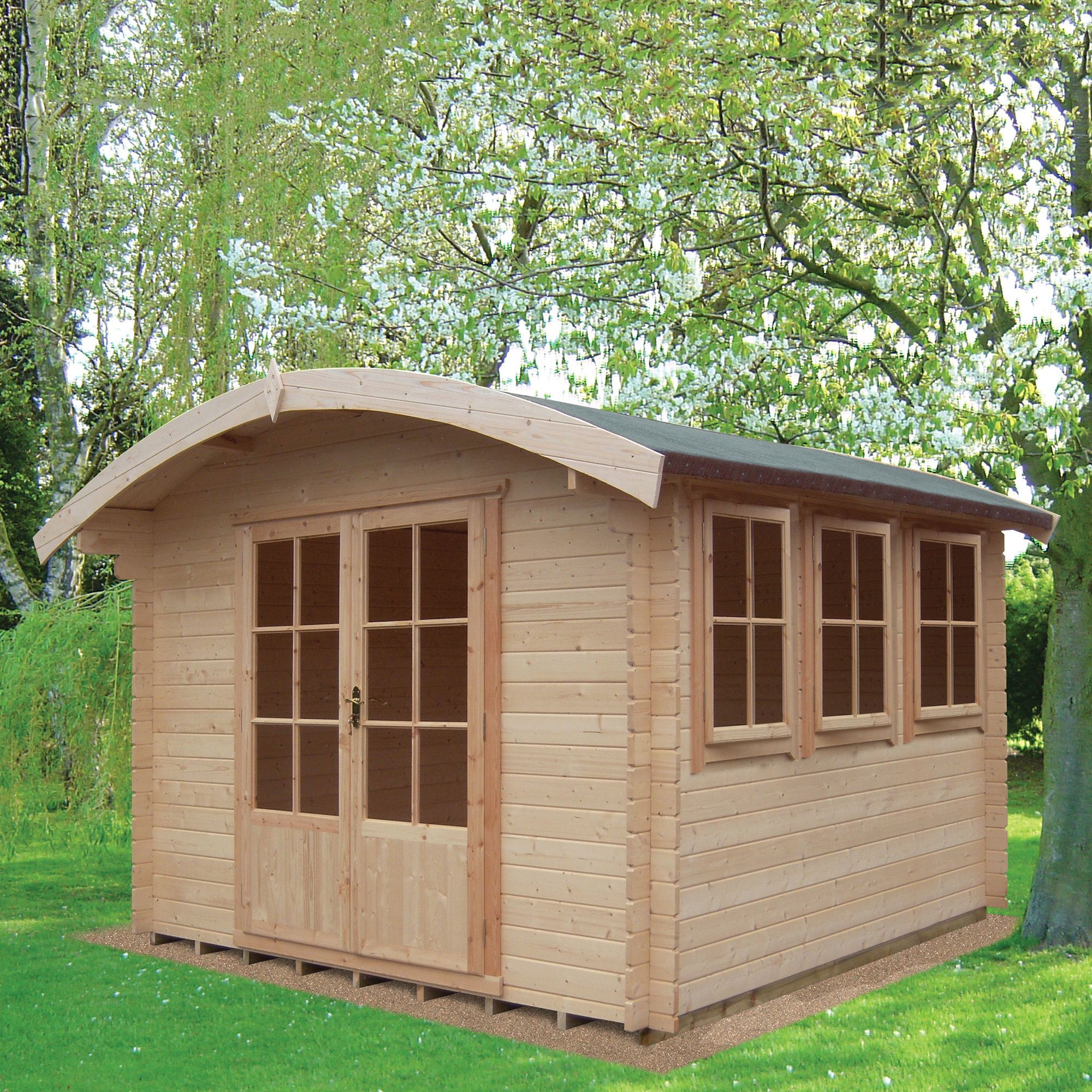 Shire Kilburn 12X14 Toughened Glass Curved Tongue & Groove Wooden Cabin - Assembly Service Included Price Comparisons | Compare The Build