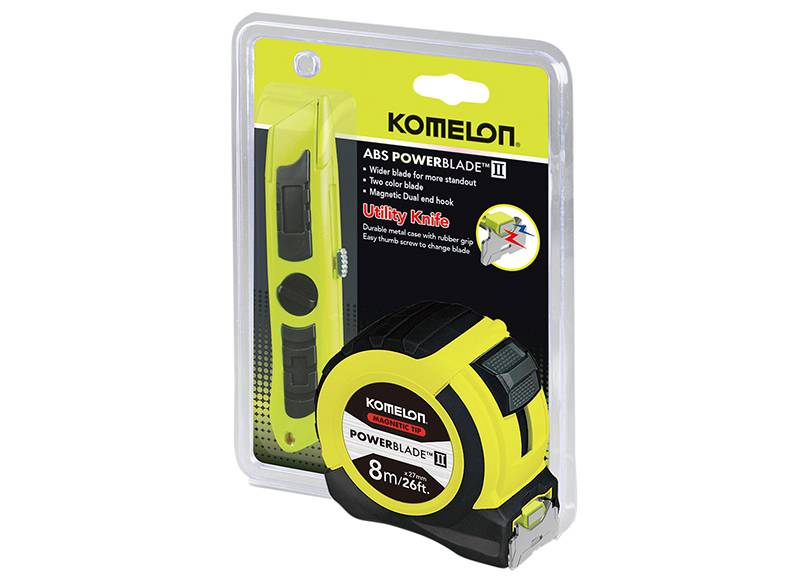 Komelon KOM826TKP PowerBlade™ II Pocket Tape 8m/26ft (Width 27mm) with Knife Price Comparisons | Compare The Build