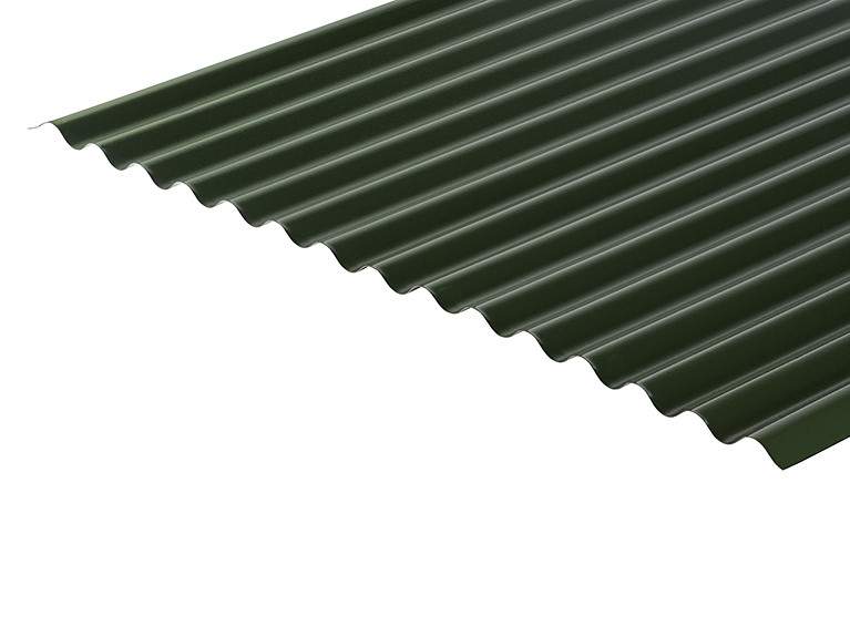 Cladco Corrugated 13/3 Profile 0.5mm PVC Plastisol Coated Sheet - 3050mm - Juniper Green BS12B29 RCA5JG-3050 | Compare The Build