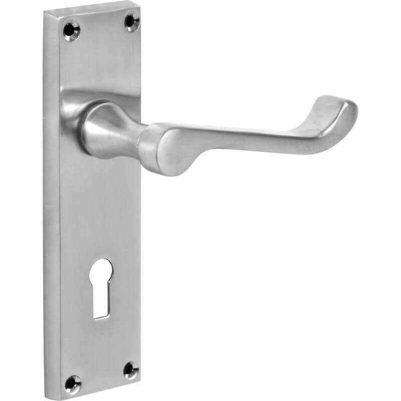 Satin Chrome Victorian Long Backplate Scroll Lever Lock Door Handle - Pair - Designer Levers | Compare The Build