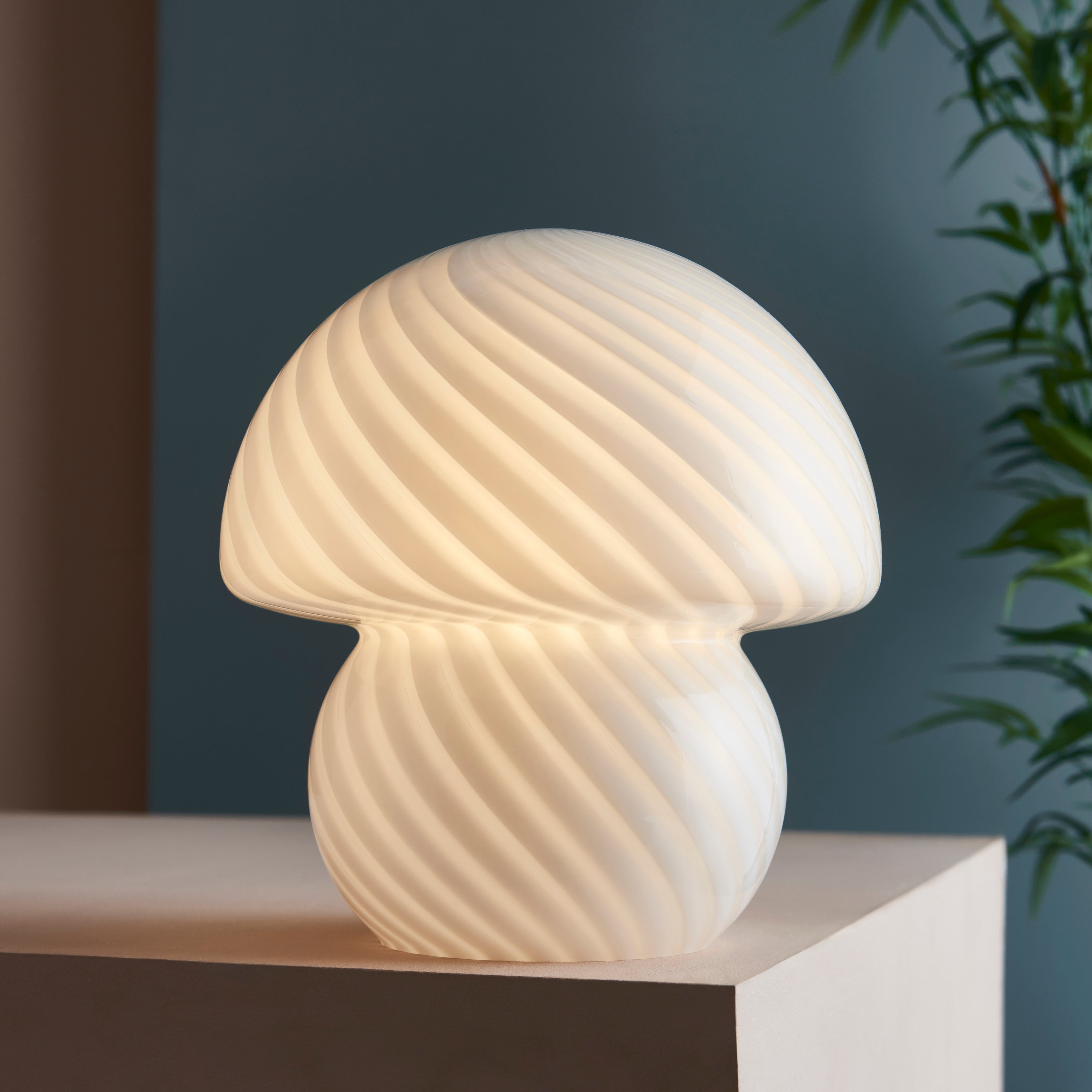 Elements Large Glass Mushroom Table Lamp White Price Comparisons | Compare The Build