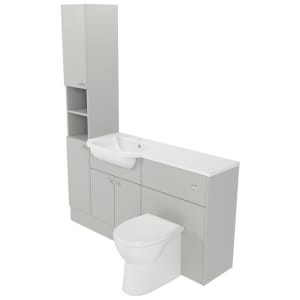 Deccado Benham Whisper Grey Left Hand 1500mm Fitted Tower, Vanity & Toilet Pan Unit Combination with Left Hand Basin Price Comparisons | Compare The Build