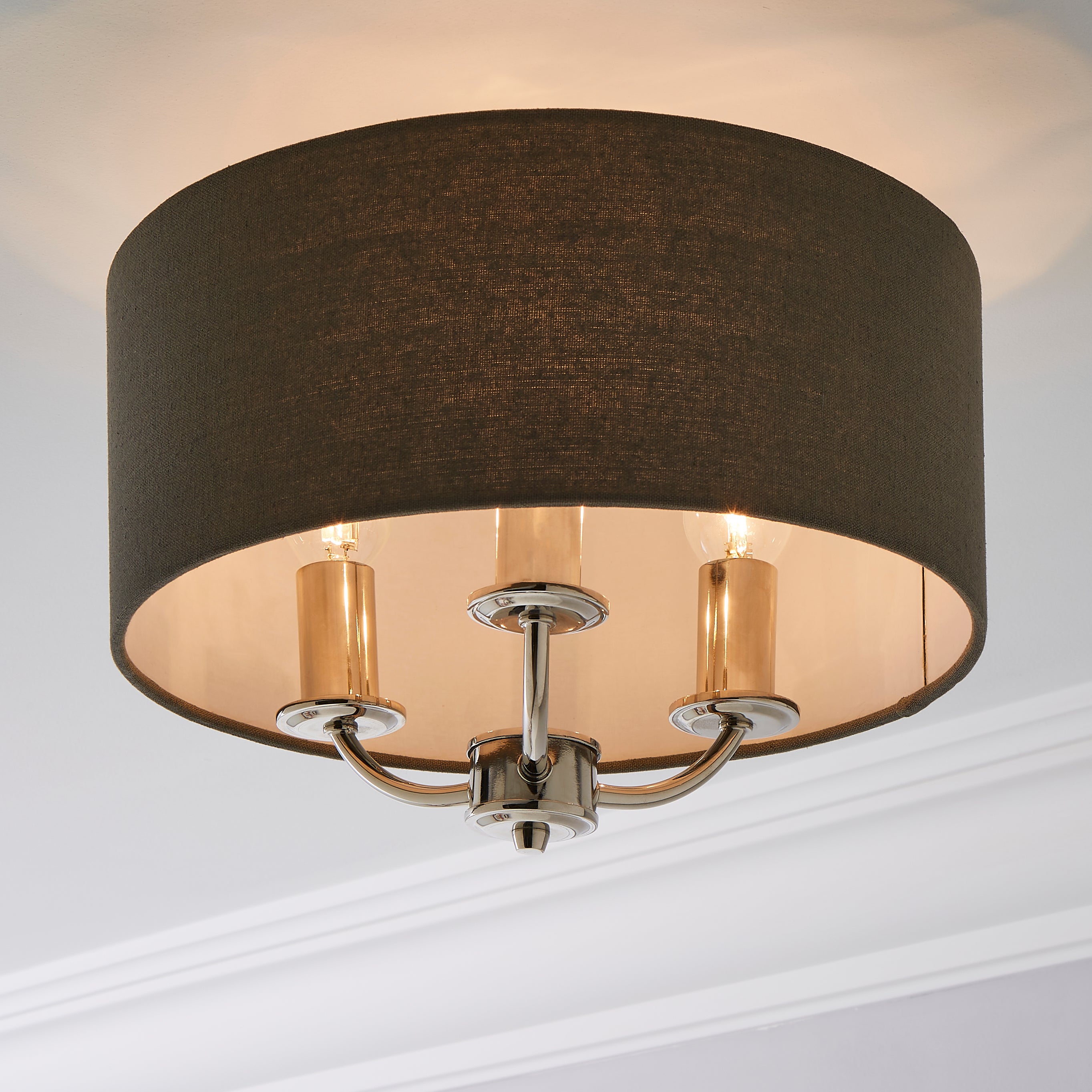 Preston Nickel Charcoal Flush Ceiling Fitting Charcoal Price Comparisons | Compare The Build