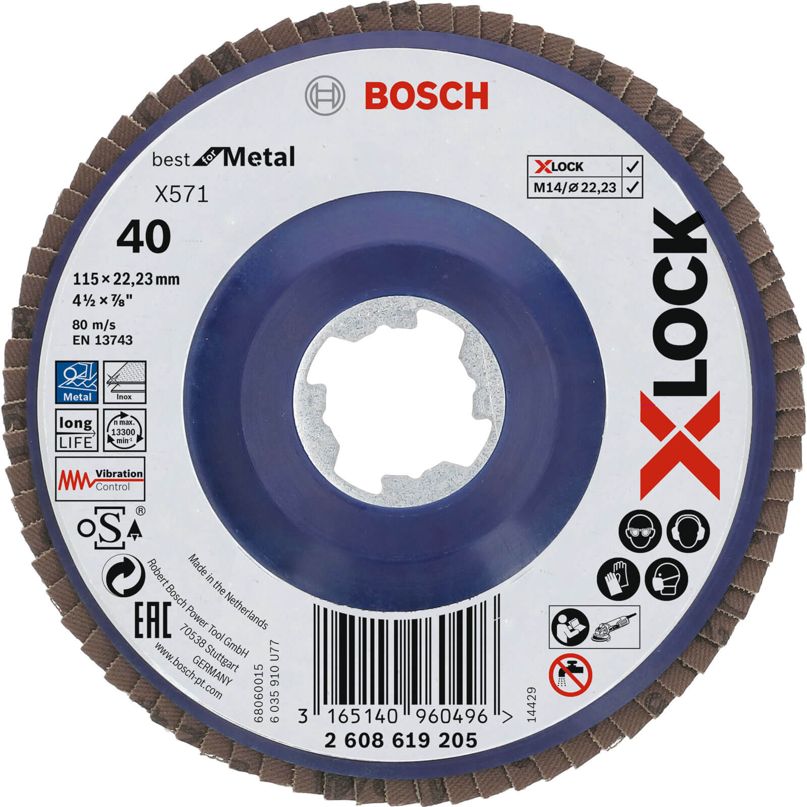 Bosch X Lock Zirconium Abrasive Straight Flap Disc 115mm 40g Pack of 1 | Compare The Build