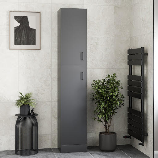 Alpine Black Tall Bathroom Cabinet 1900 x 350 x 300mm Price Comparisons | Compare The Build