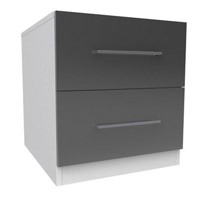 Darwin Gloss White & Anthracite 2 Drawer Bedside Chest (H)546mm (W)500mm (D)566mm Price Comparisons | Compare The Build