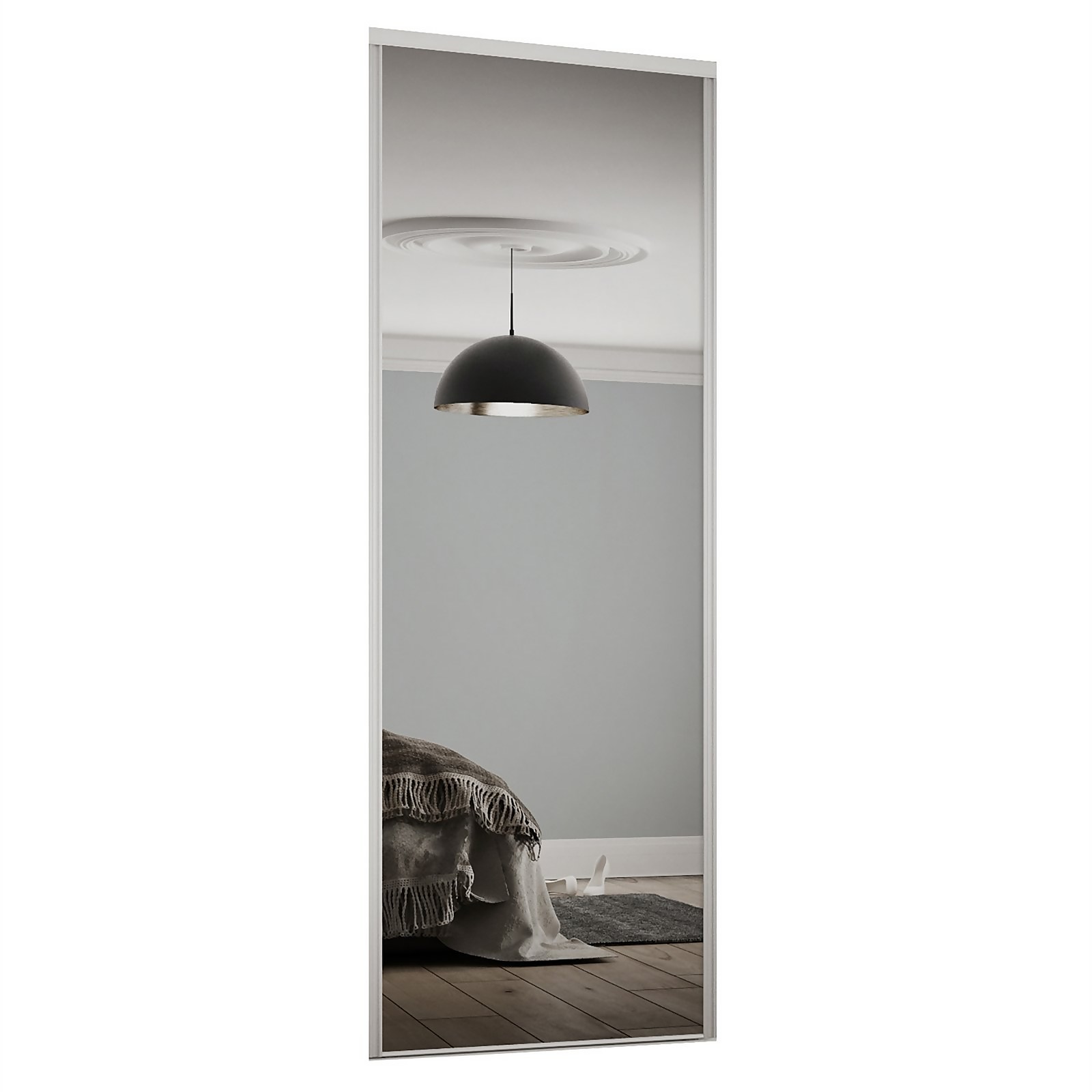 Mirror Sliding Wardrobe Door with White Frame (W)914mm Price Comparisons | Compare The Build