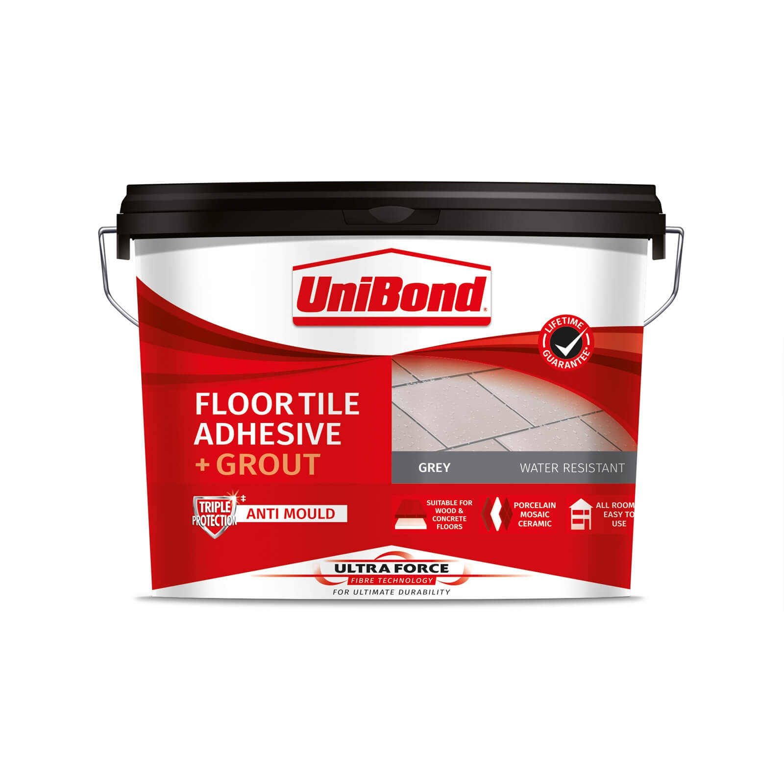 UniBond UltraForce Floor Tile Adhesive & Grout Grey 14.3kg | Compare The Build