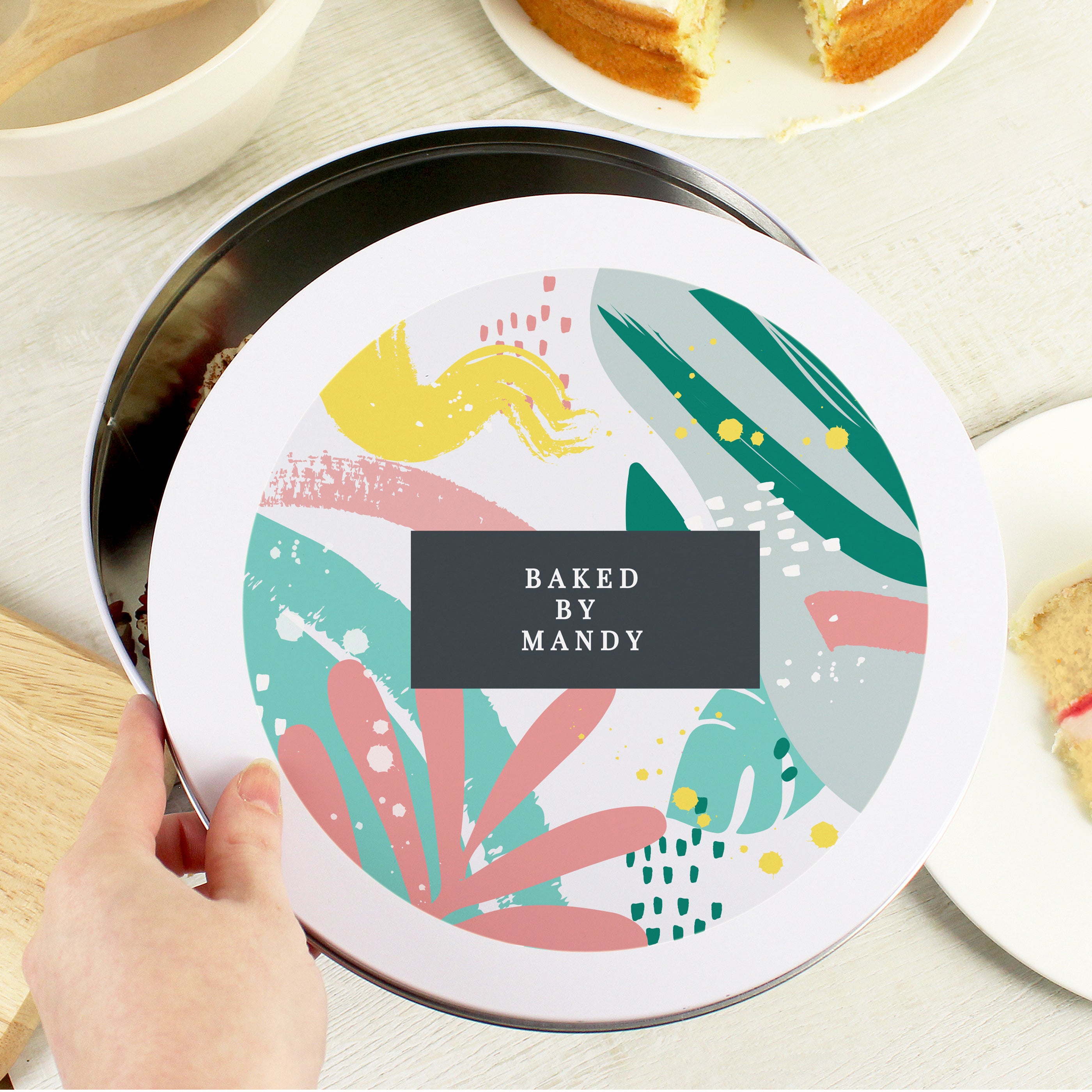 Personalised Abstract Cake Tin MultiColoured Price Comparisons | Compare The Build