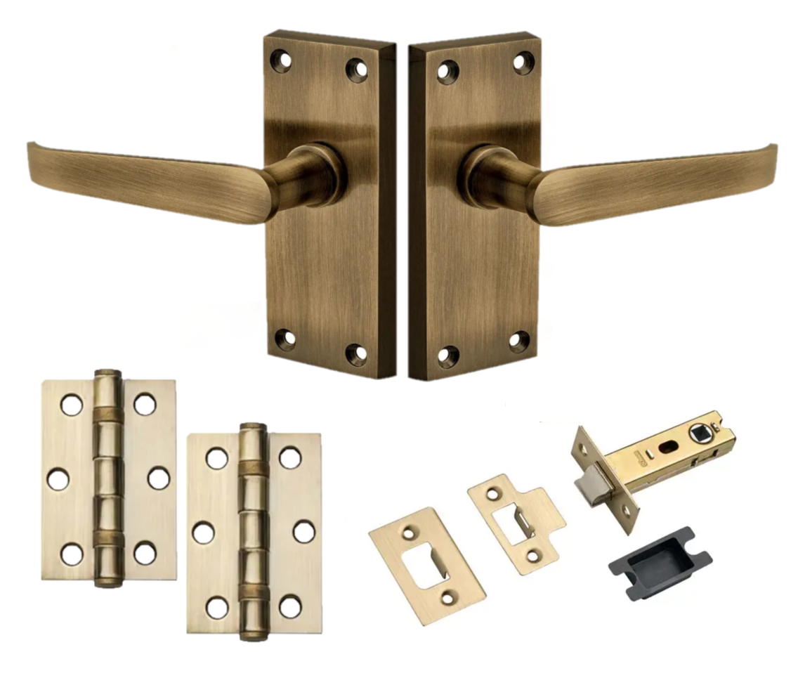 Victorian Short Straight Latch Door Pack - Antique Brass | Compare The Build