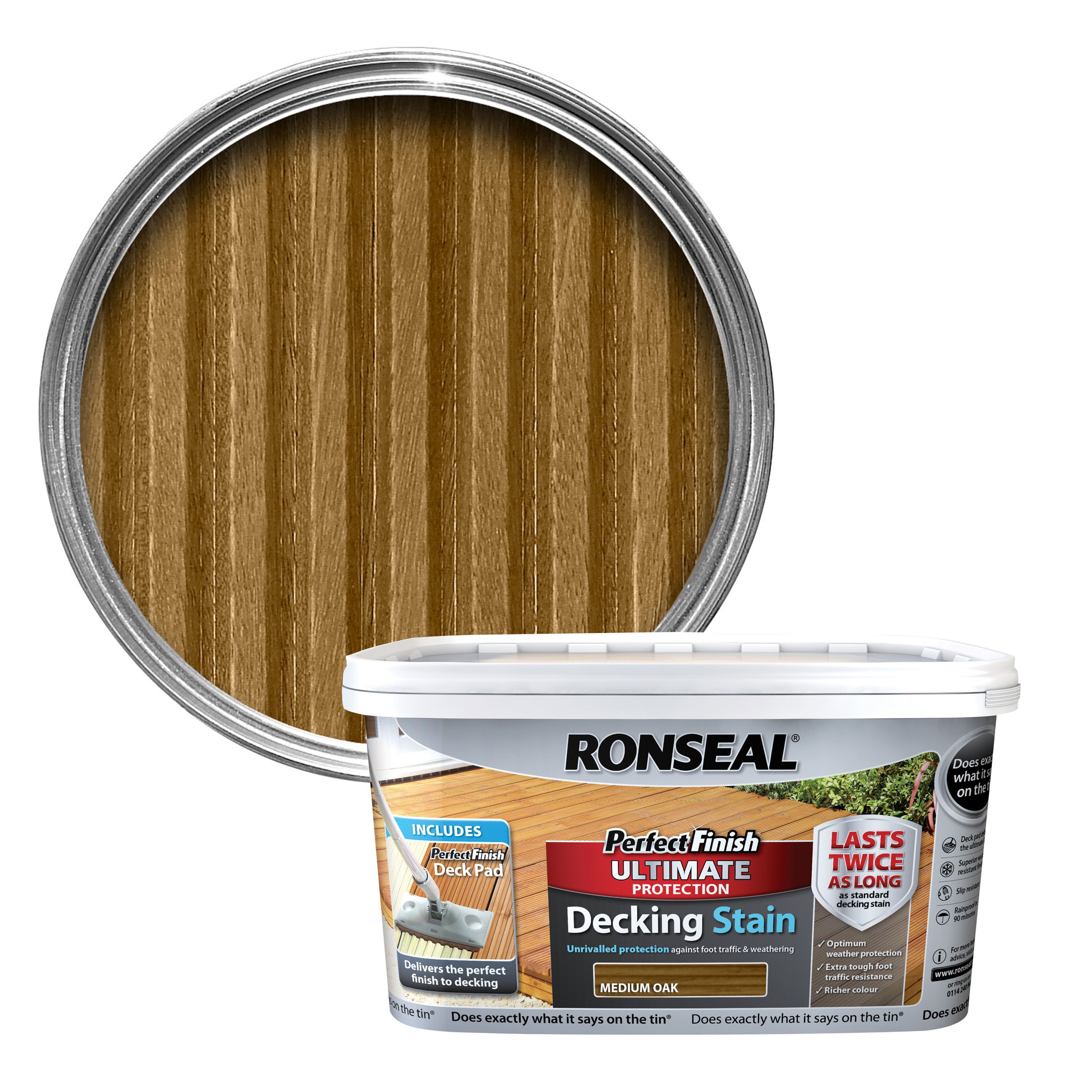 Ronseal Perfect Finish Medium Oak Decking Wood Stain, 2.5 | Compare The Build