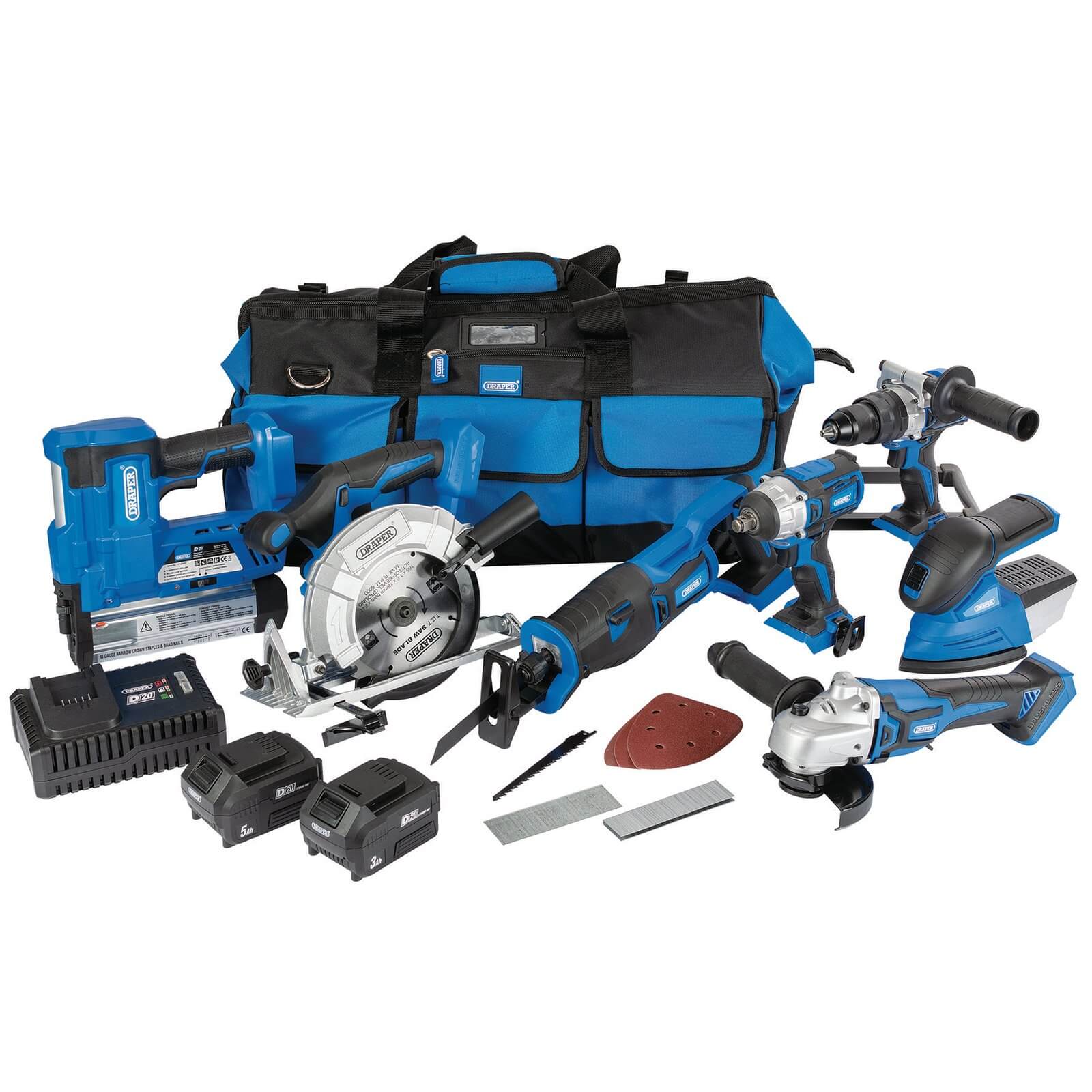 Draper D20 20v Cordless 7 Piece Jumbo Power Tool Kit 1 x 3ah & 1 x 5ah Li-ion Charger Bag Price Comparisons | Compare The Build