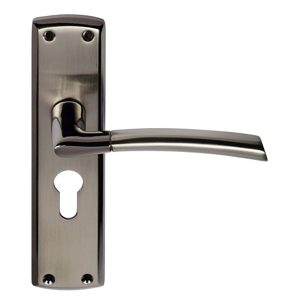 Eclipse Tifosi Dual Finish Lever Euro Profile Handle On Backplate Black Nickel/Satin Nickel 63148 Price Comparisons | Compare The Build