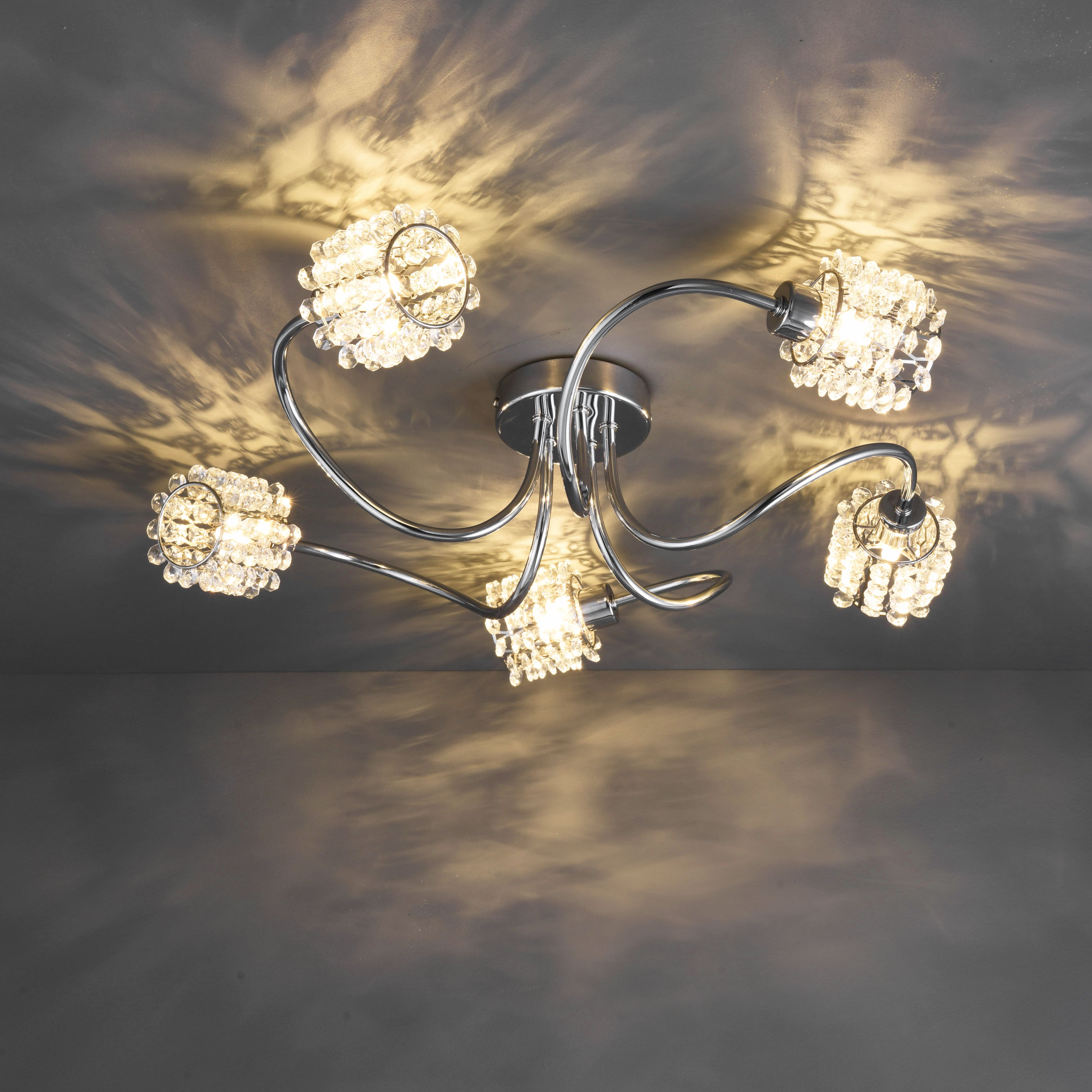 Colours Katarina Brushed Chrome Effect 5 Lamp Ceiling Light Price Comparisons | Compare The Build