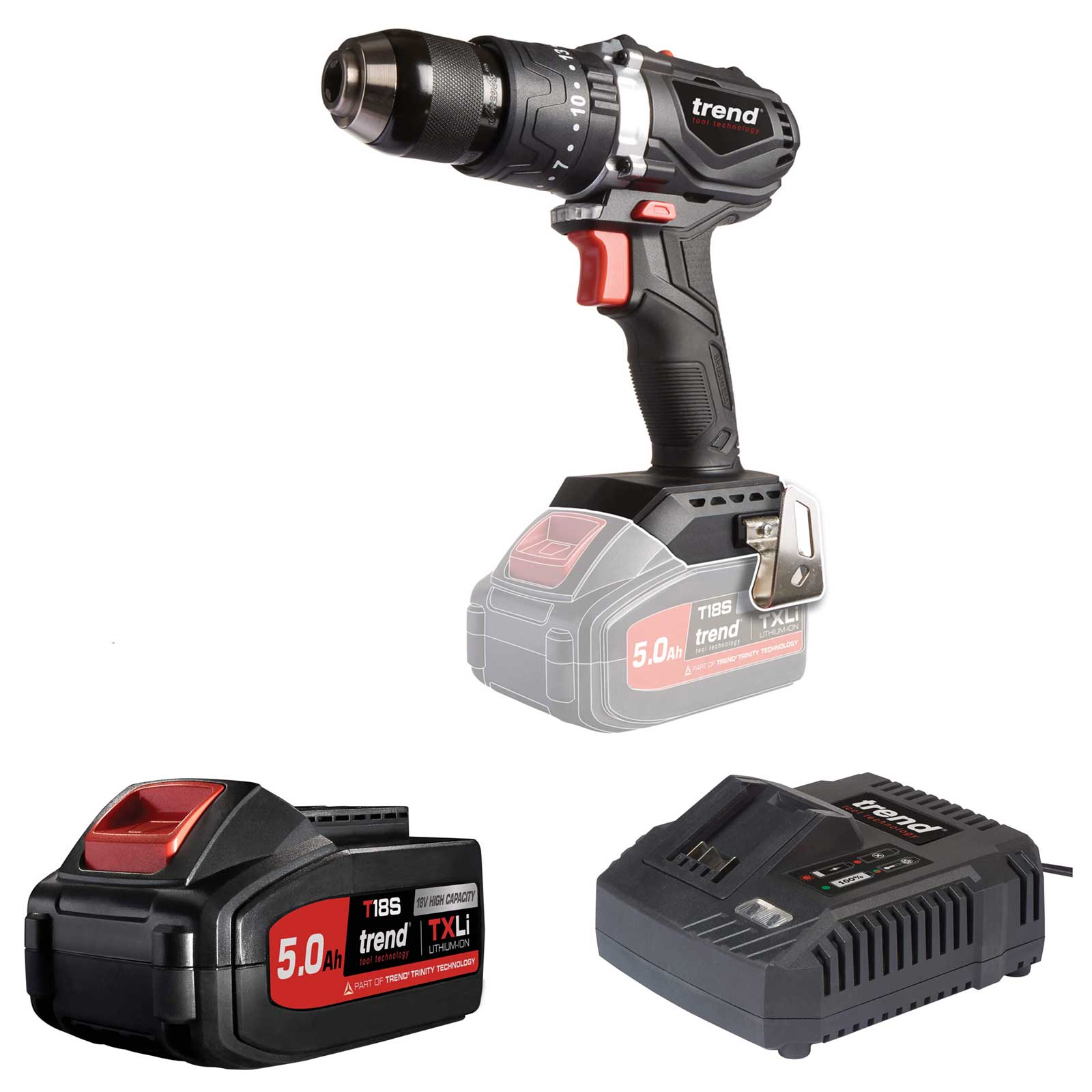 Trend T18S/CDB 18v Cordless Brushless Combi Drill 1 x 5ah Li-ion Charger No Case | Compare The Build