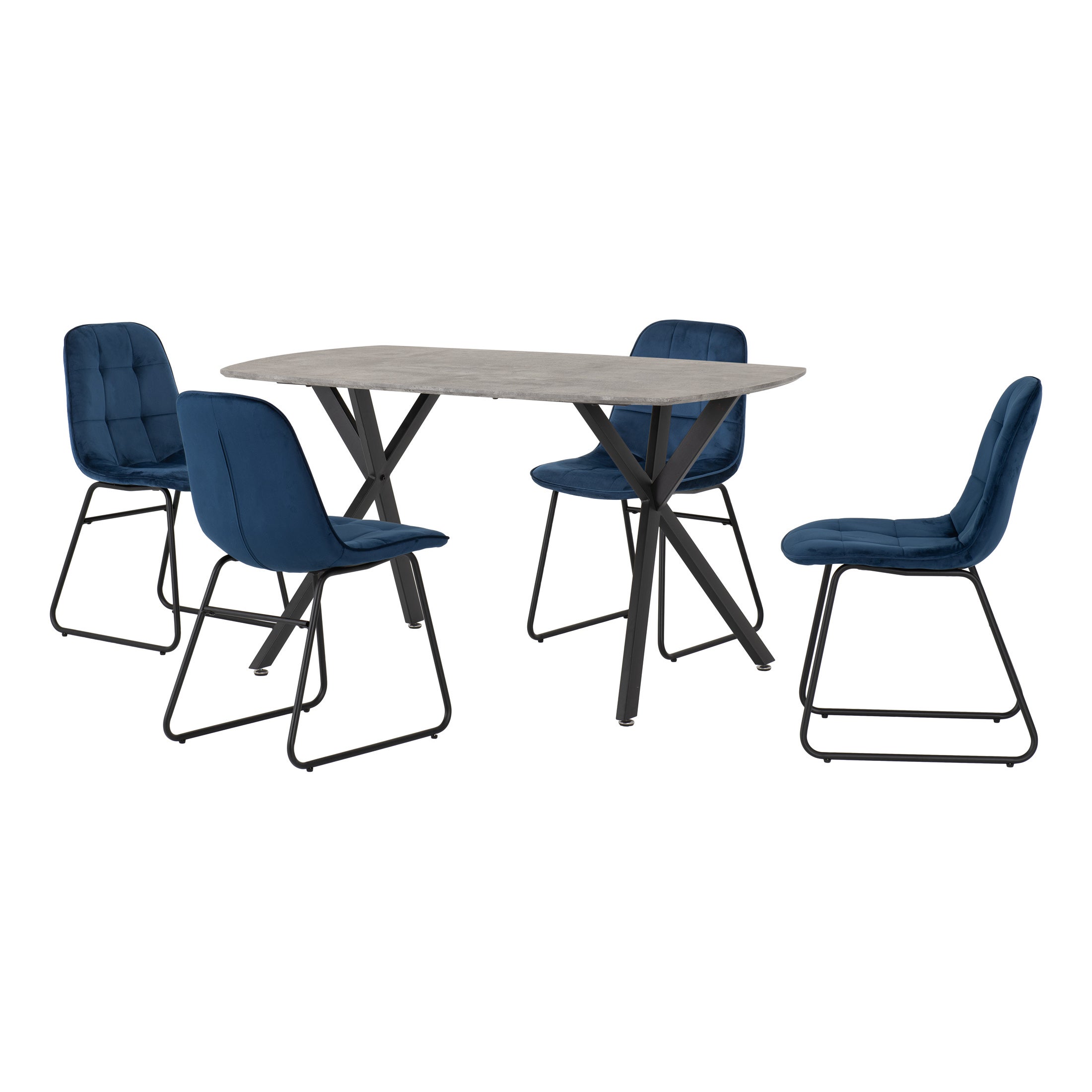 Athens Rectangular Concrete Effect Dining Table with 4 Lukas Blue Dining Chairs Navy Blue Price Comparisons | Compare The Build