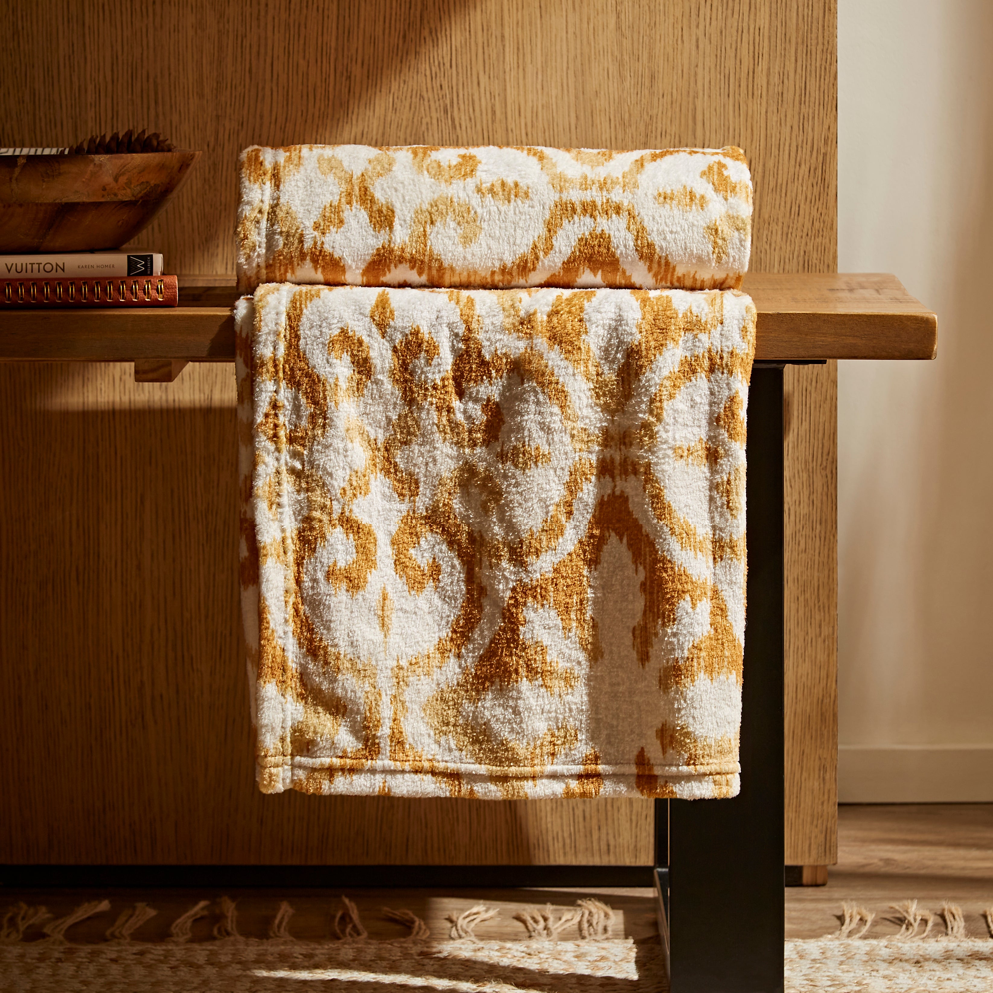 Printed Fleece Sitara 130x160cm Throw Old Gold Gold/White Price Comparisons | Compare The Build