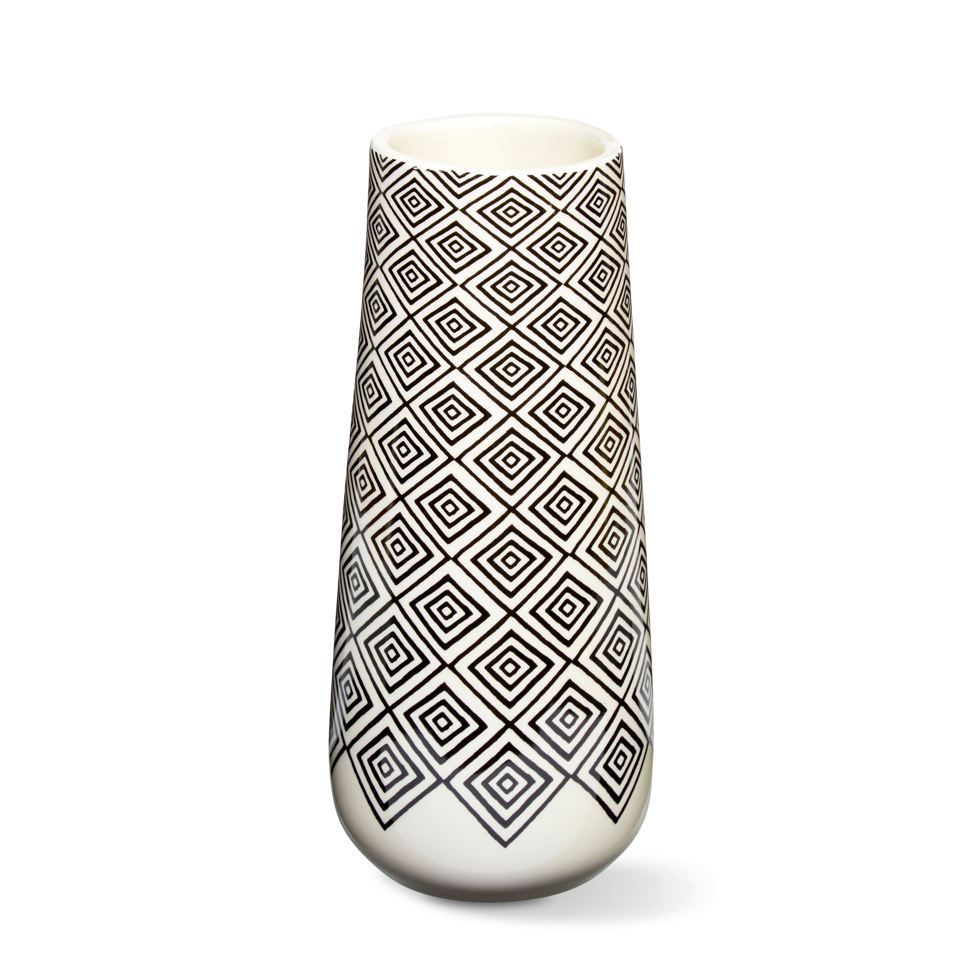 Cream Geometric Diamond Dolomite Vase Price Comparisons | Compare The Build