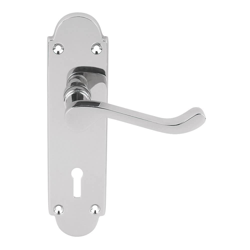 Brora Curved Lever Lock Door Handle - Chrome - Key Lock - Pair - Designer Levers Price Comparisons | Compare The Build