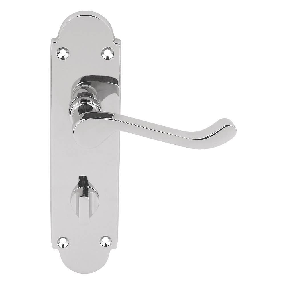 Brora Curved Lever Bathroom Door Handle - Chrome - Thumb Turn Lock - Pair - Designer Levers Price Comparisons | Compare The Build