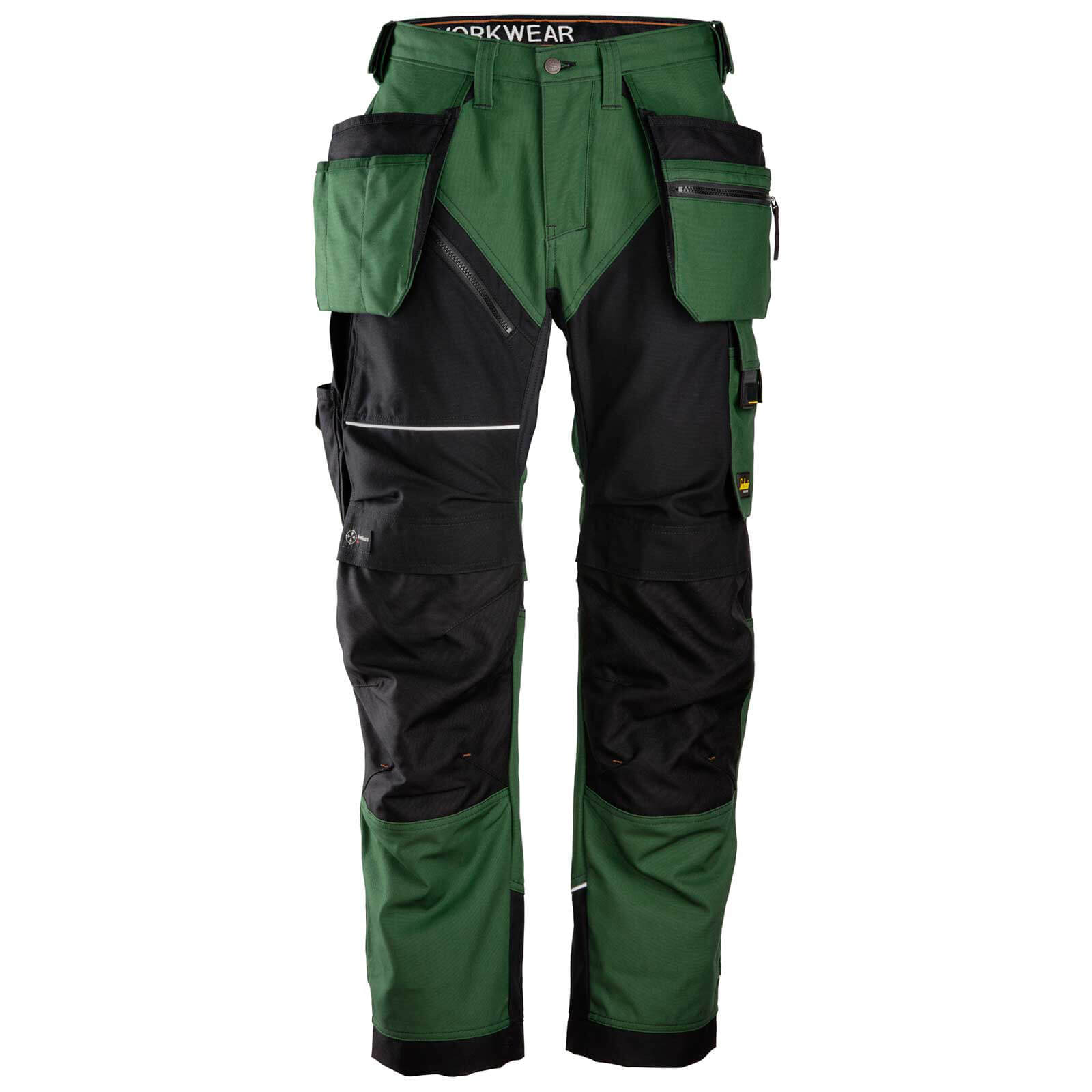 Snickers 6214 Ruff Work Canvas Trousers Holster Pockets Forest Green / Black 50" 32" | Compare The Build