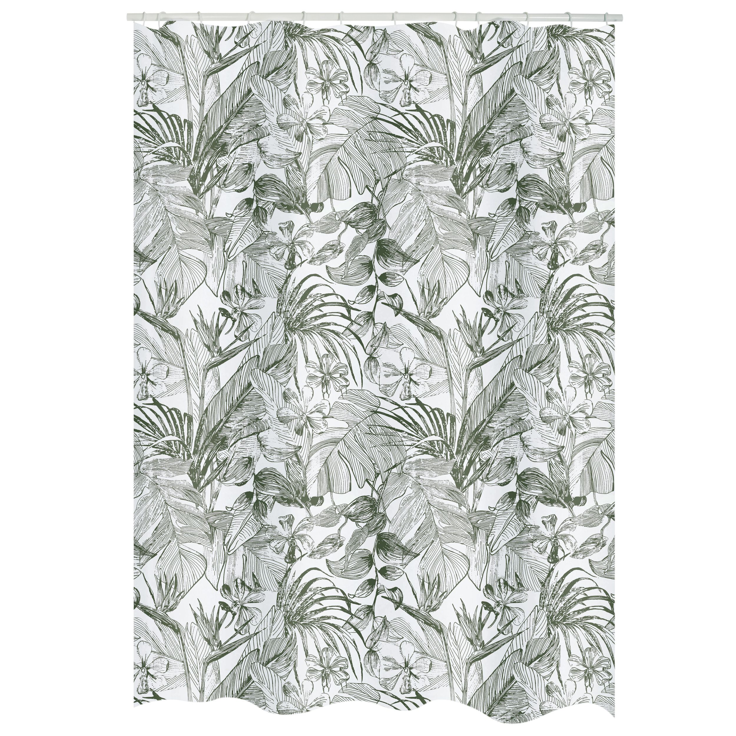 Spirella Tropic Green & White Jungle Shower Curtain (L)1800mm | Compare The Build