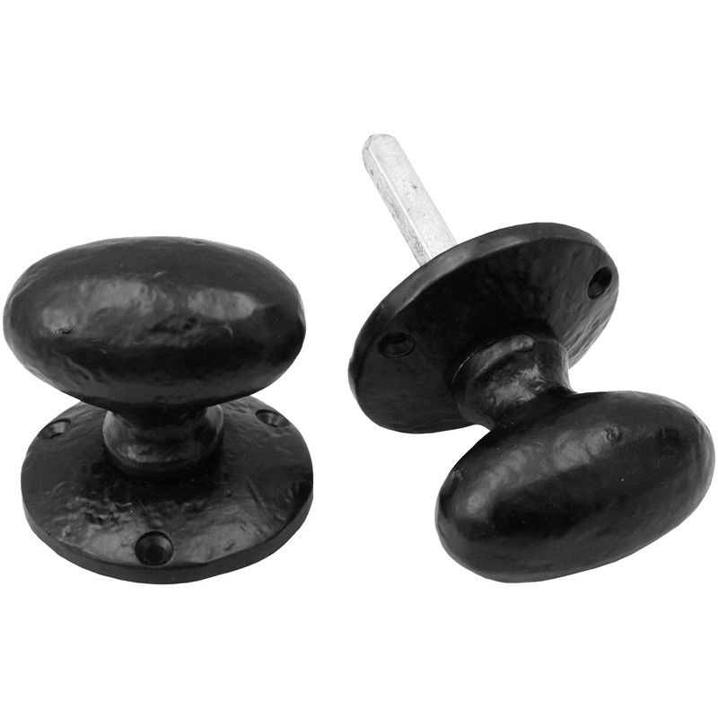 Old Hill Ironworks Mortice Knob Set (Sprung) 60mm Oval (Pair) in Black Cast Iron Price Comparisons | Compare The Build