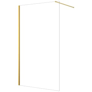 Nexa By Merlyn 8mm Brushed Brass Frameless Wet Room Shower Screen with 1m Bracing Bar - 2015 x 700mm Price Comparisons | Compare The Build