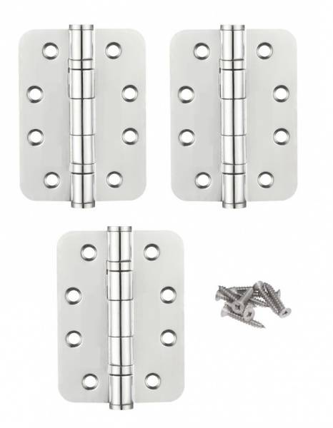 Satin Stainless Steel Ball Bearing Butt Hinge 102mm x 76mm x 3mm Radius Corners Pack of 3 Price Comparisons | Compare The Build