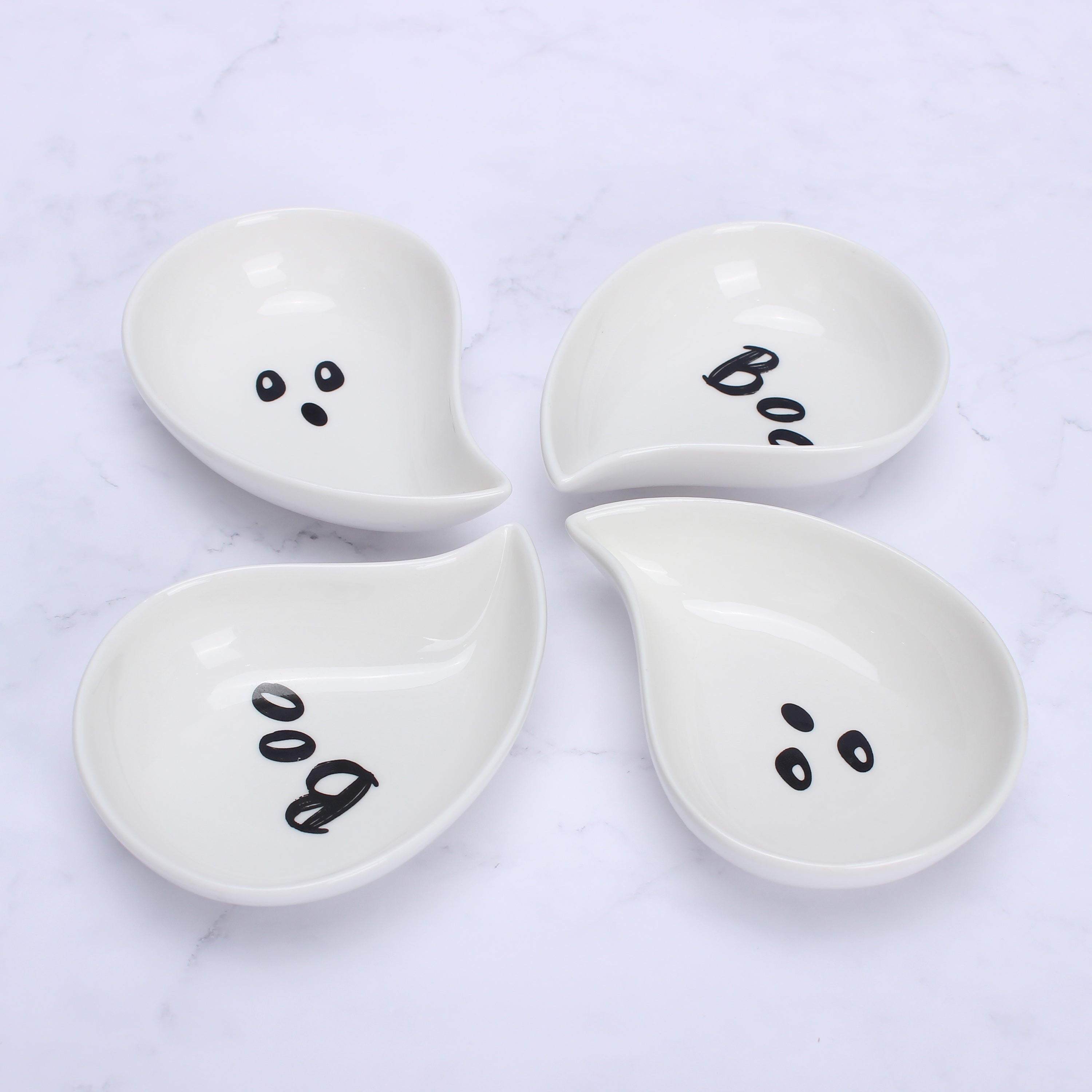 Set of 4 Ghost Dip Bowls Black and white Price Comparisons | Compare The Build