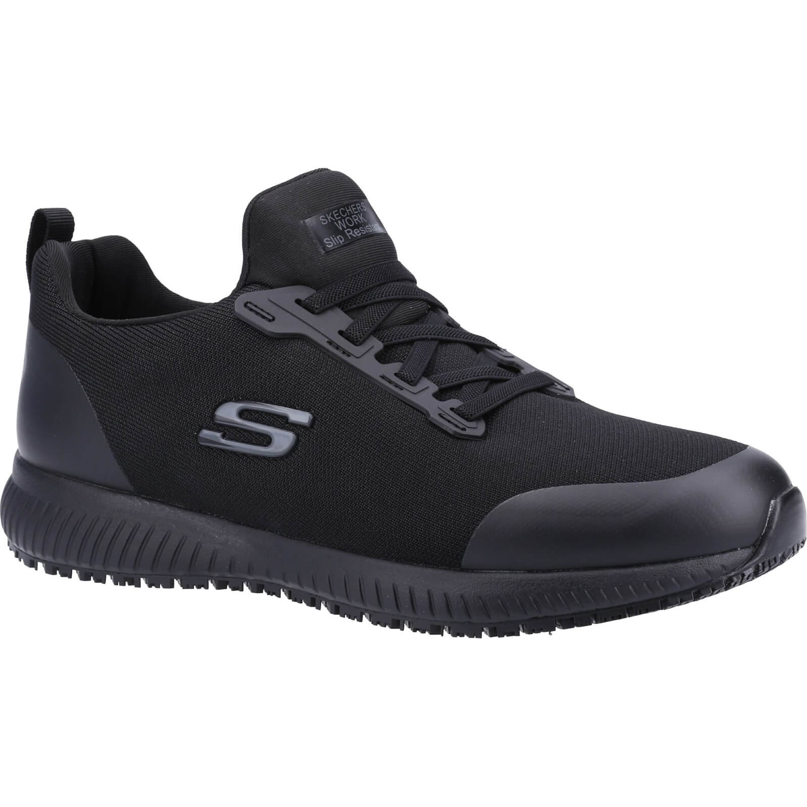 Skechers Squad Mens Slip Resistant Myton Work Shoes Black Size 7 | Compare The Build