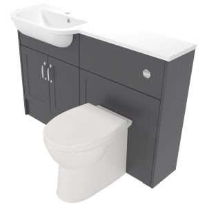 Deccado Padworth Charcoal Grey Left Hand 1200mm Slimline Fitted Vanity & Toilet Pan Unit Combination with Left Hand Basin Price Comparisons | Compare The Build