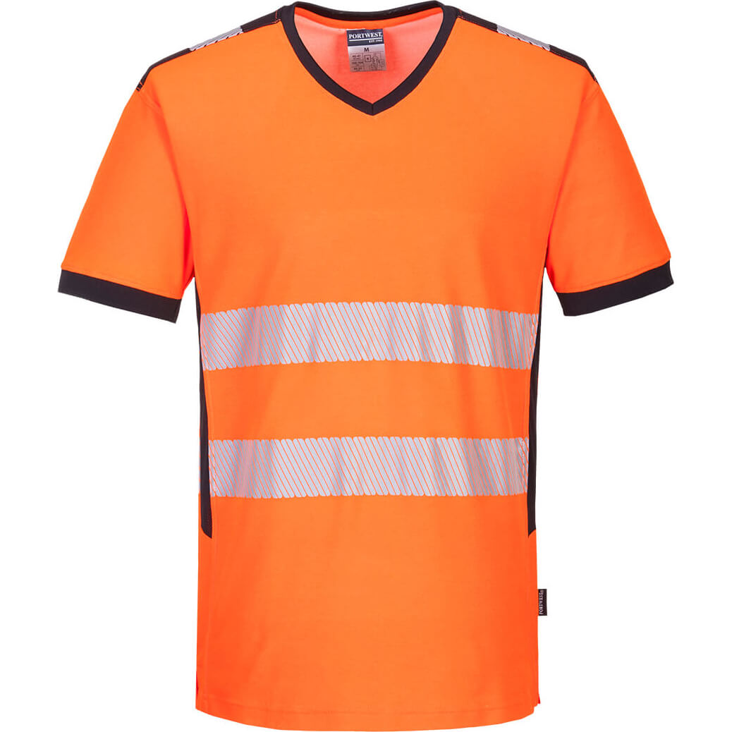 Portwest PW3 Mens Hi Vis V Neck T Shirt Orange / Black 4XL Price Comparisons | Compare The Build