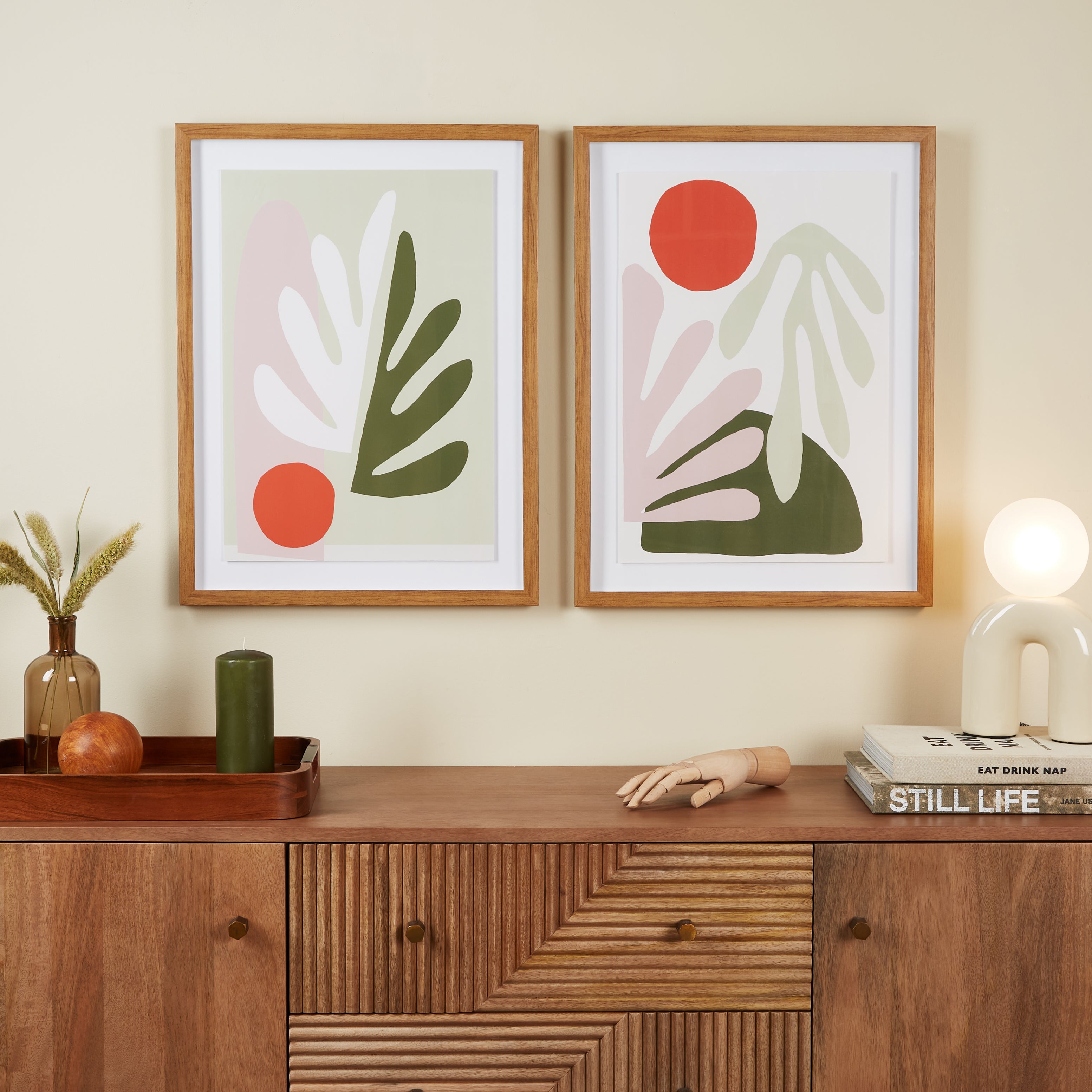 Set of 2 Elements Lokke Framed Prints Green/Orange/White Price Comparisons | Compare The Build