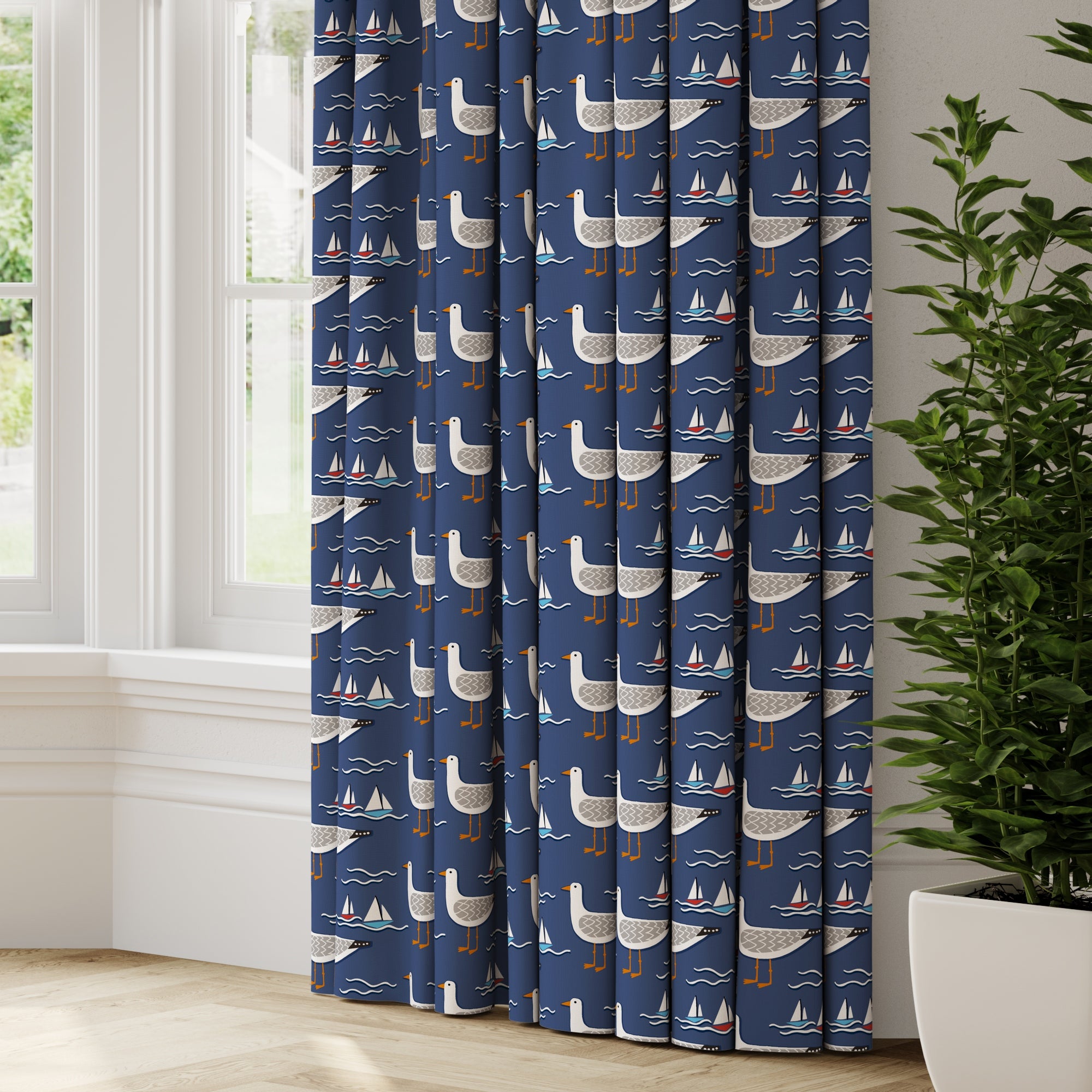 Coastal Gull Made to Measure Curtains Gull Navy Price Comparisons | Compare The Build