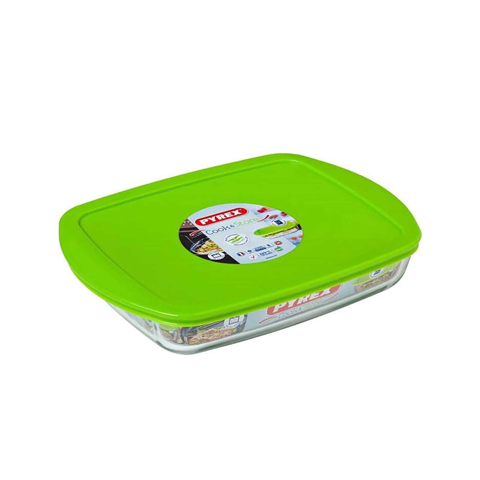 Pyrex Cook & Store Rectagular Dish with Green Lid | Compare The Build