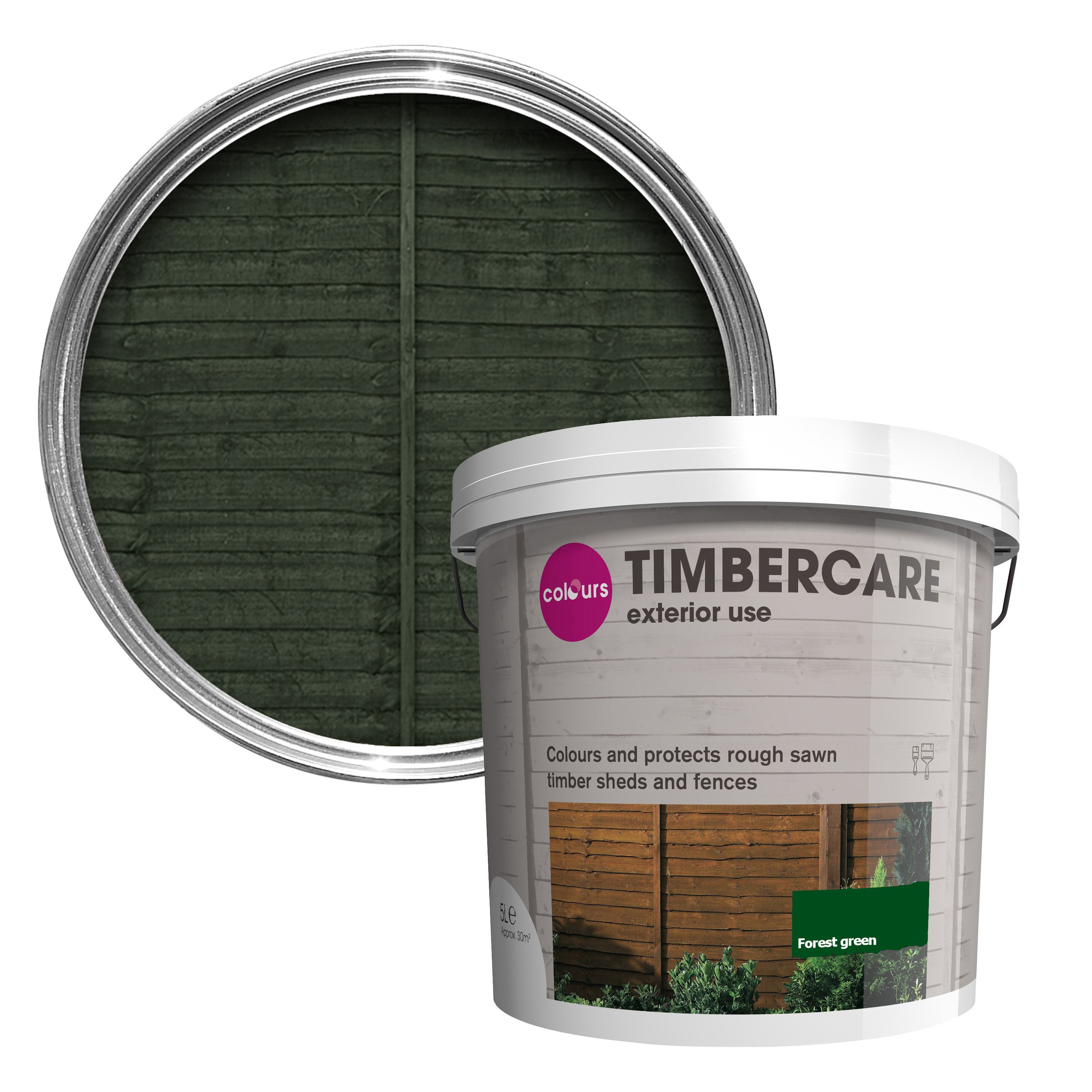 Colours Timbercare Forest Green Fence & Shed Wood Stain, 5L | Compare The Build